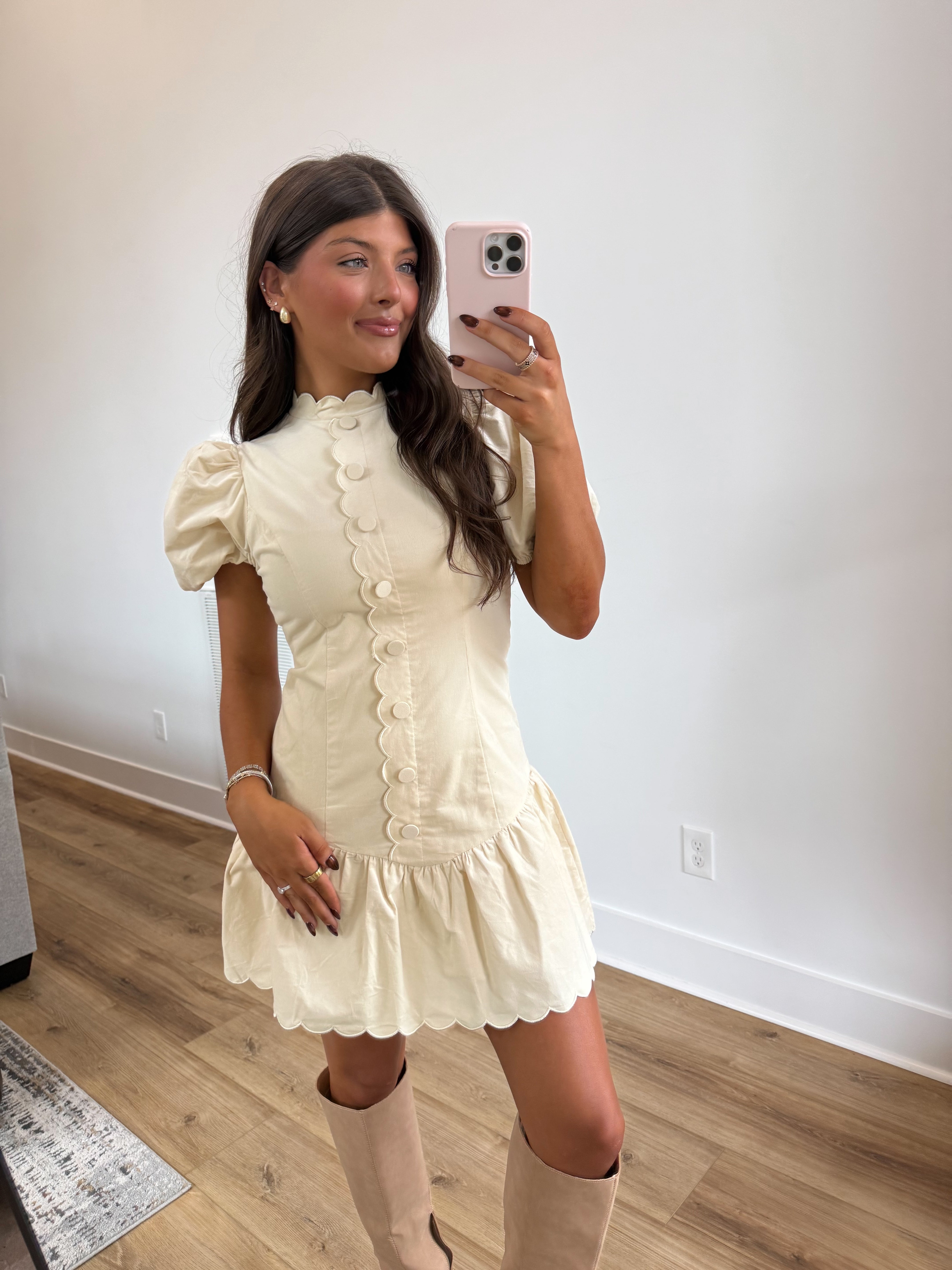 The Sweet Scalloped Mini Dress