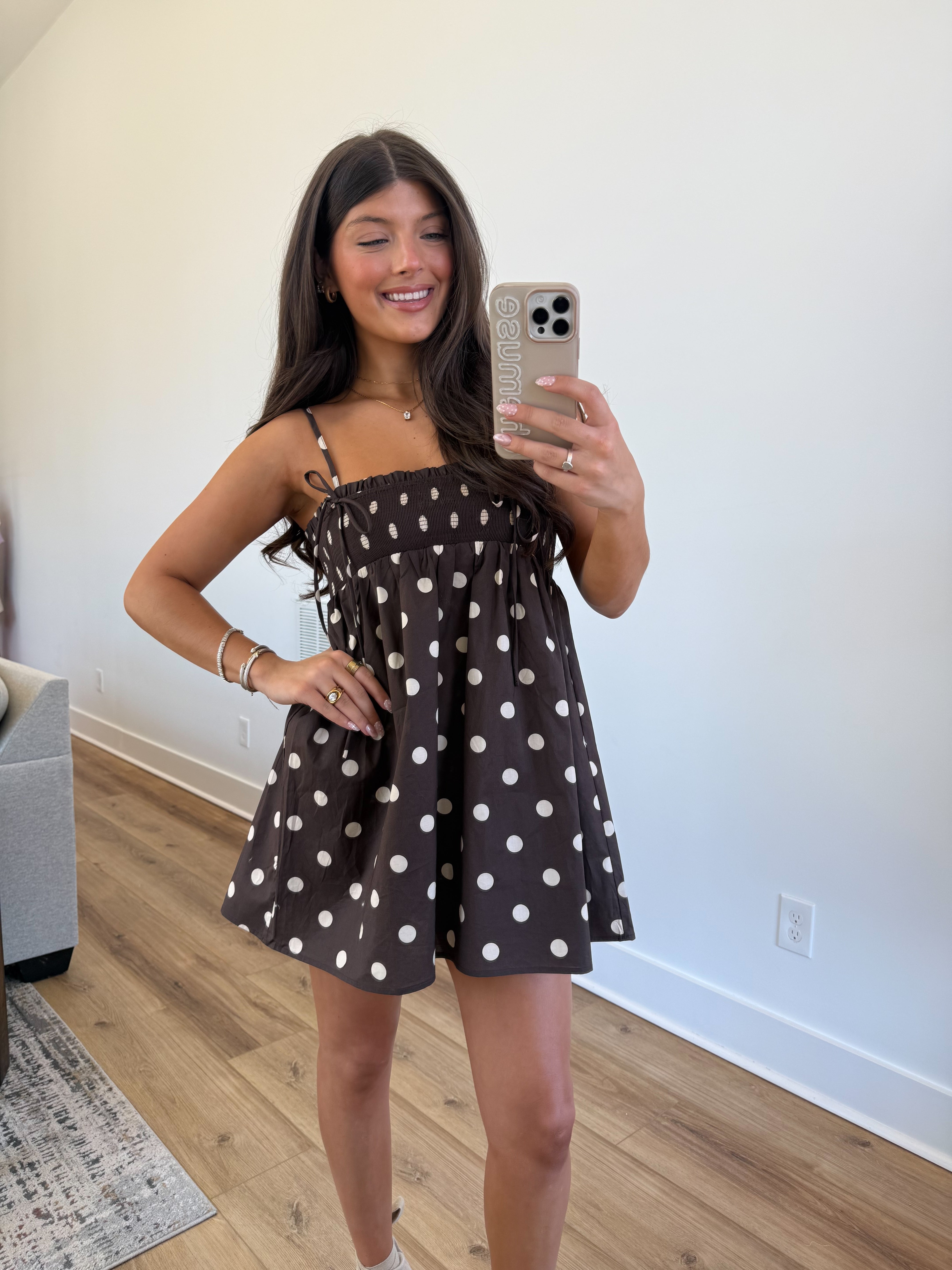 The Selene Dress (Brown/White)