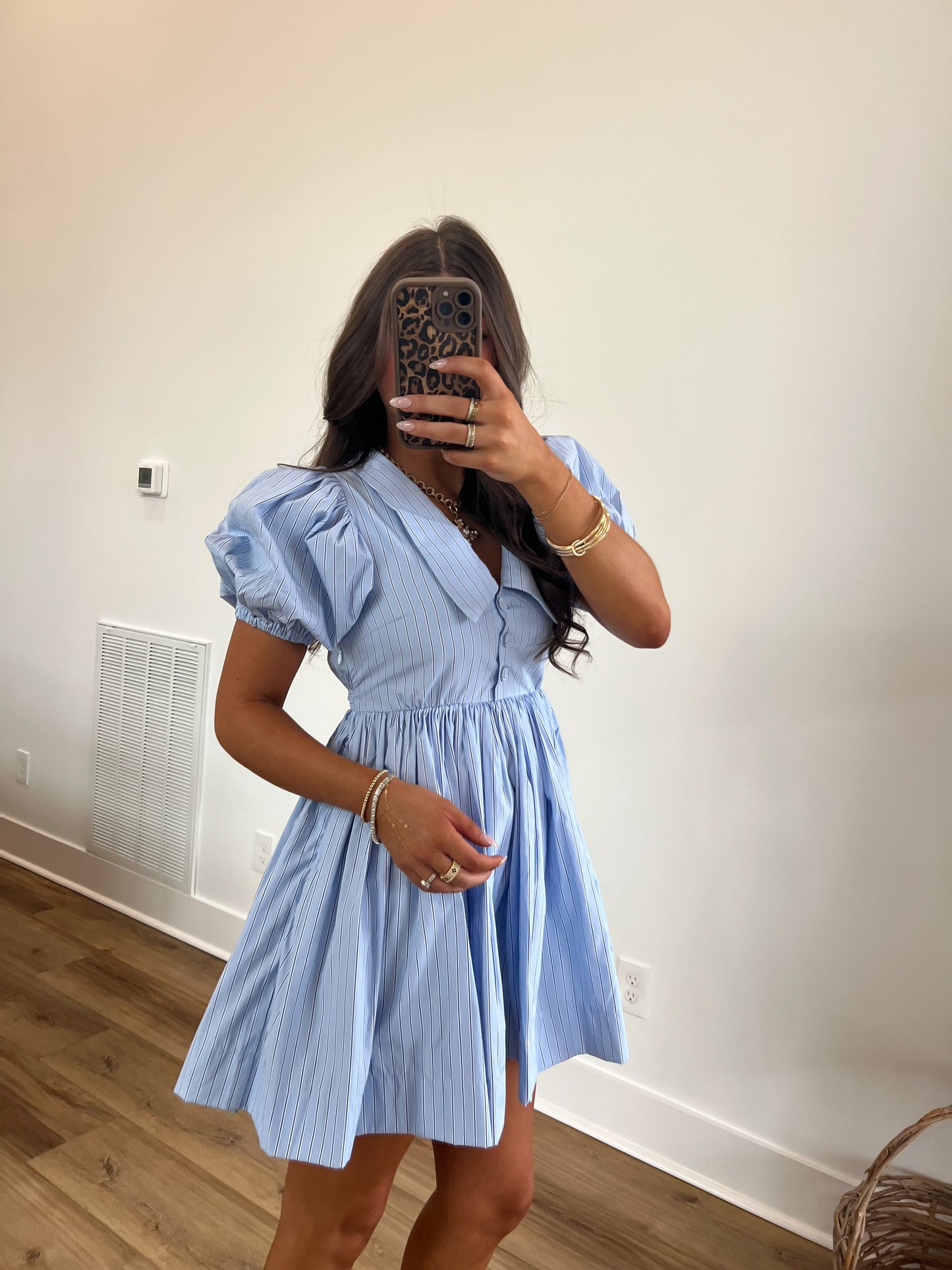 Pinstripe Babydoll Mini Dress