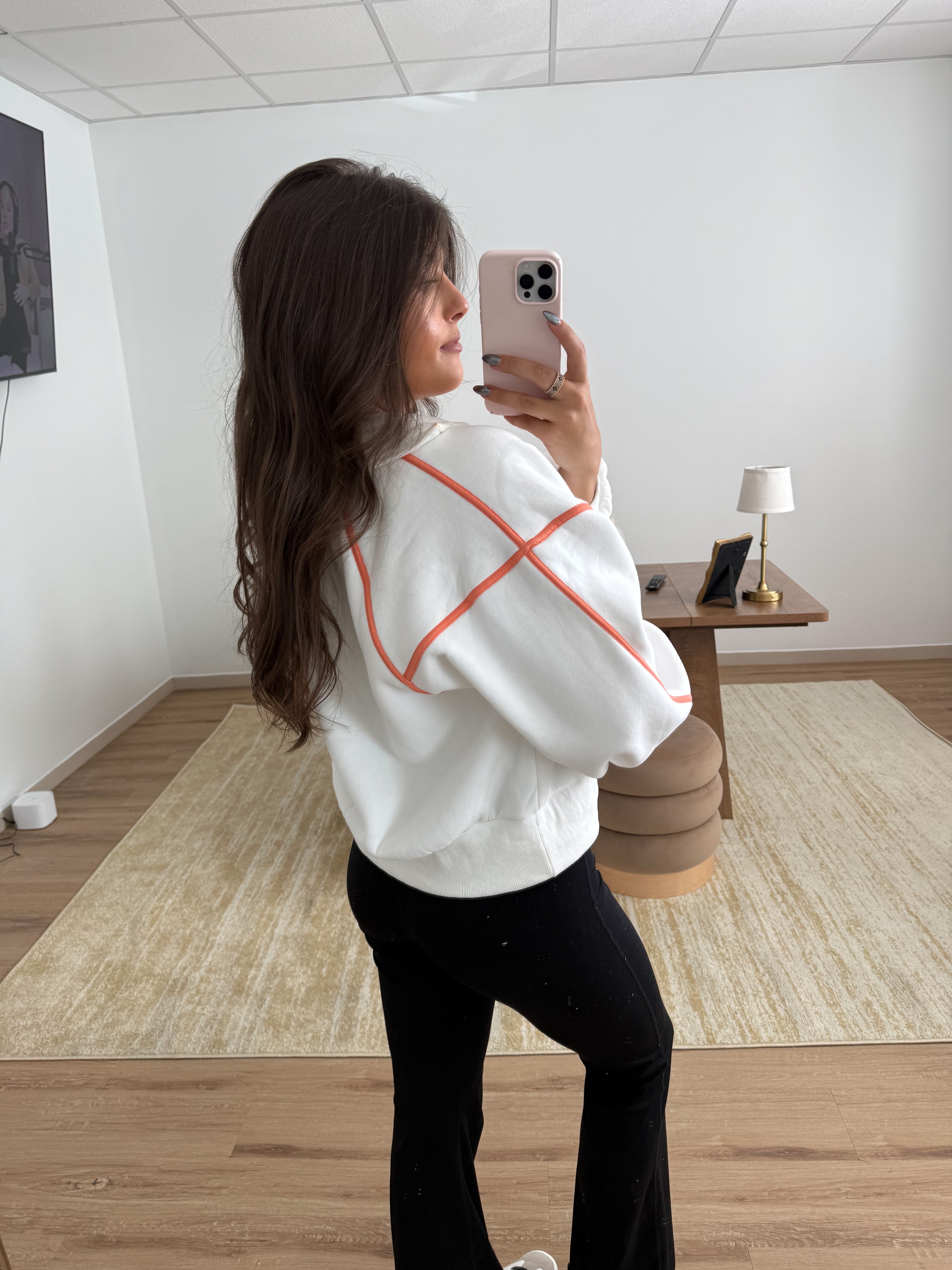 Orange Cream Snap Button Pullover