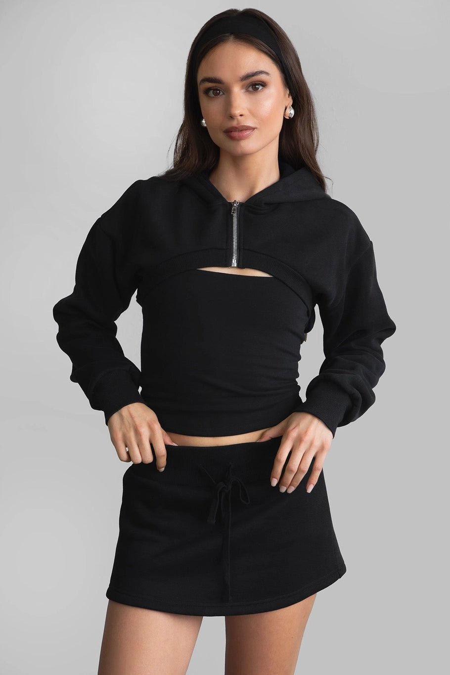 Black Halter Neck Skort Set