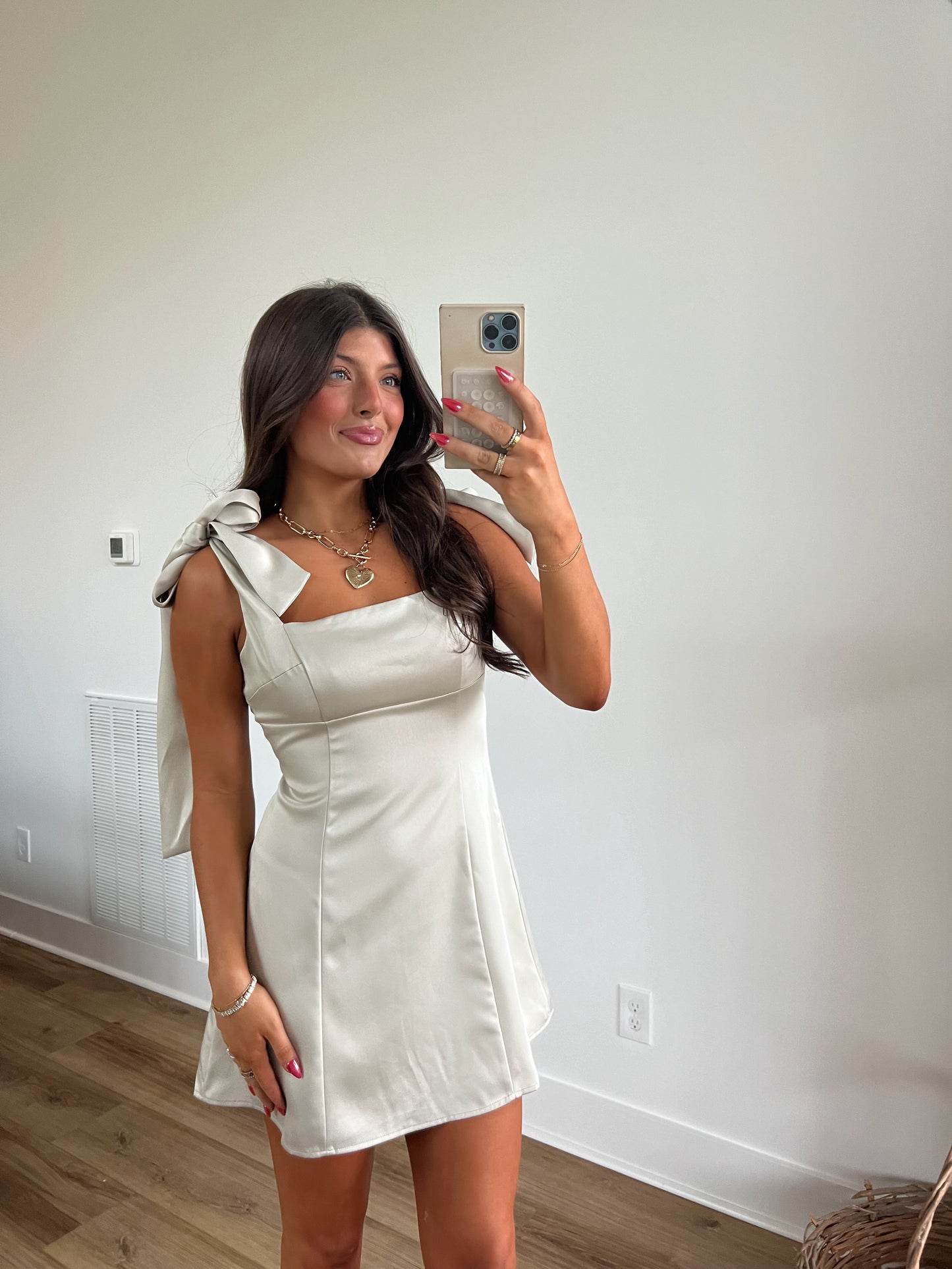 Charming Satin Tie Mini Dress