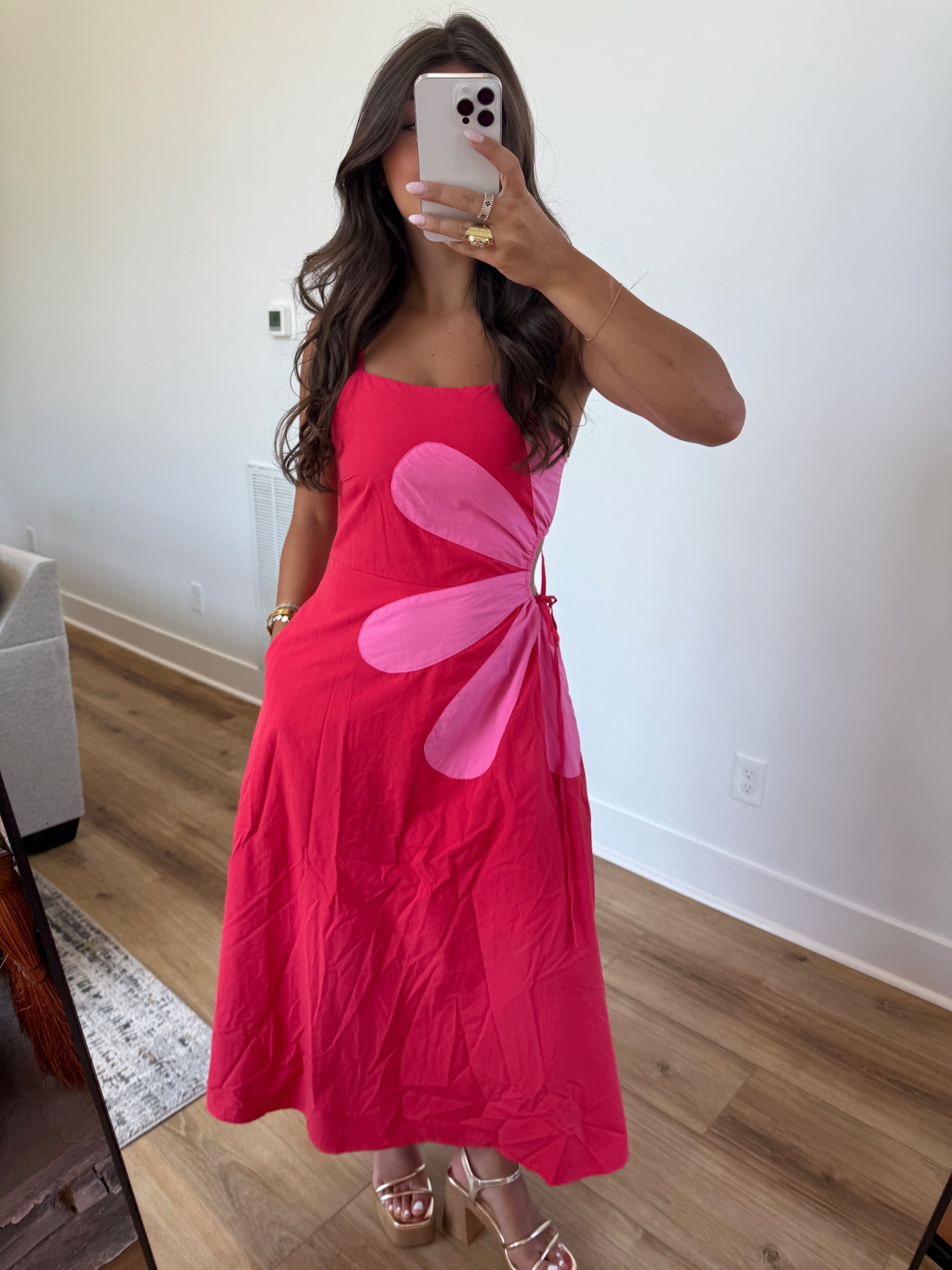 Capri Daisy Maxi Dress (Pink/Red)