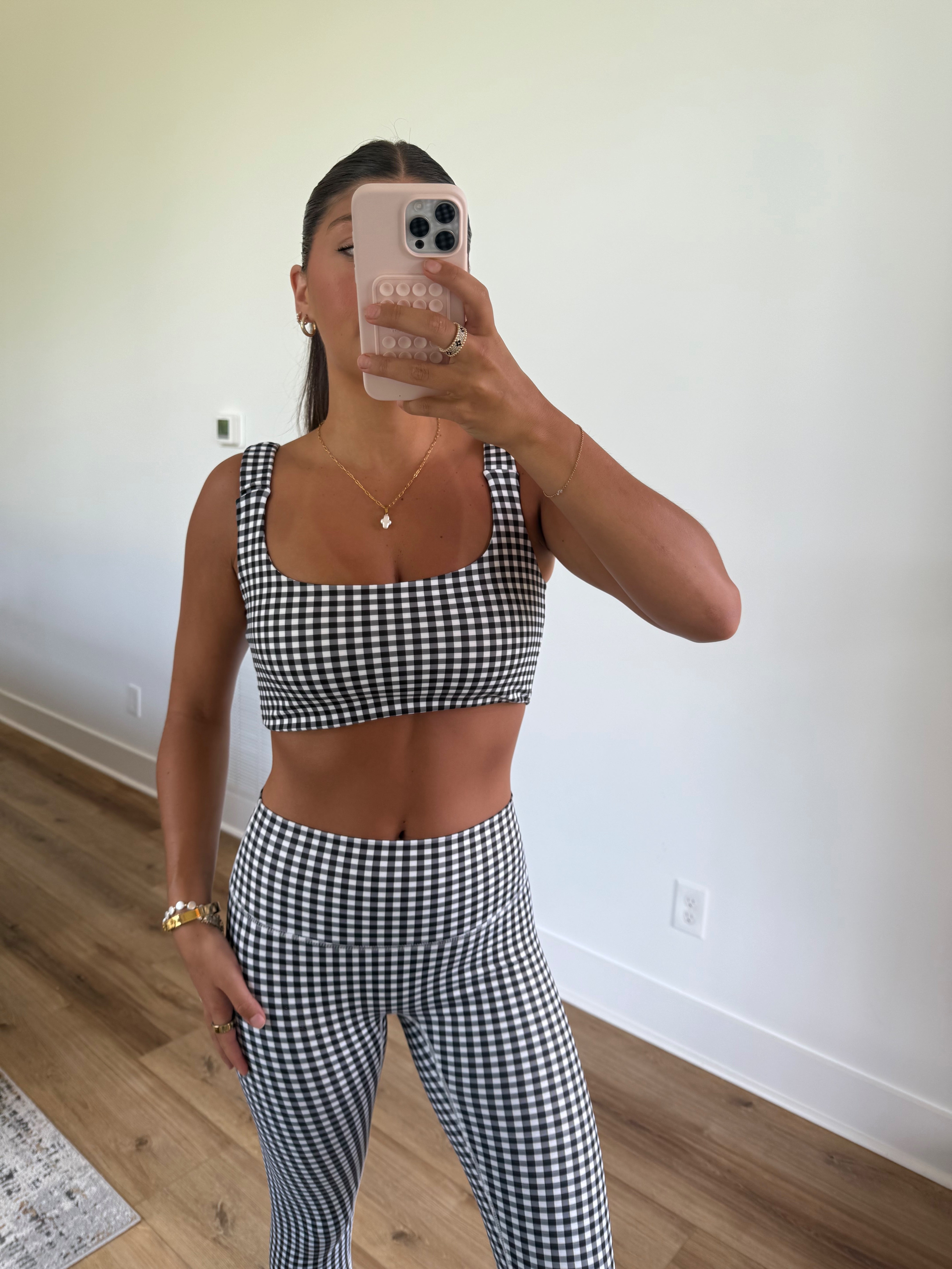 Black Gingham Scrunched Bra (Restock)