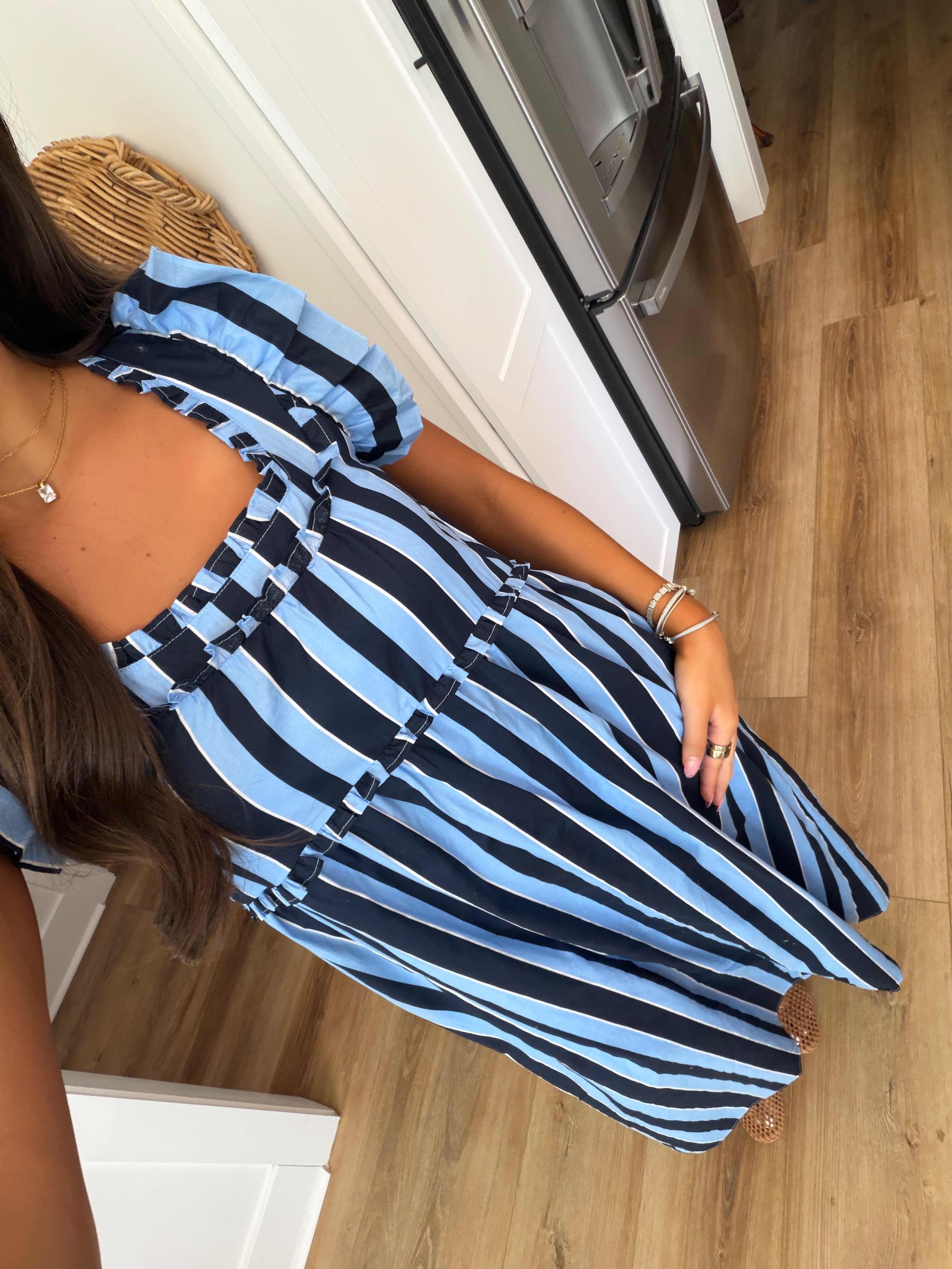 Navy Ridge Stripe Maxi