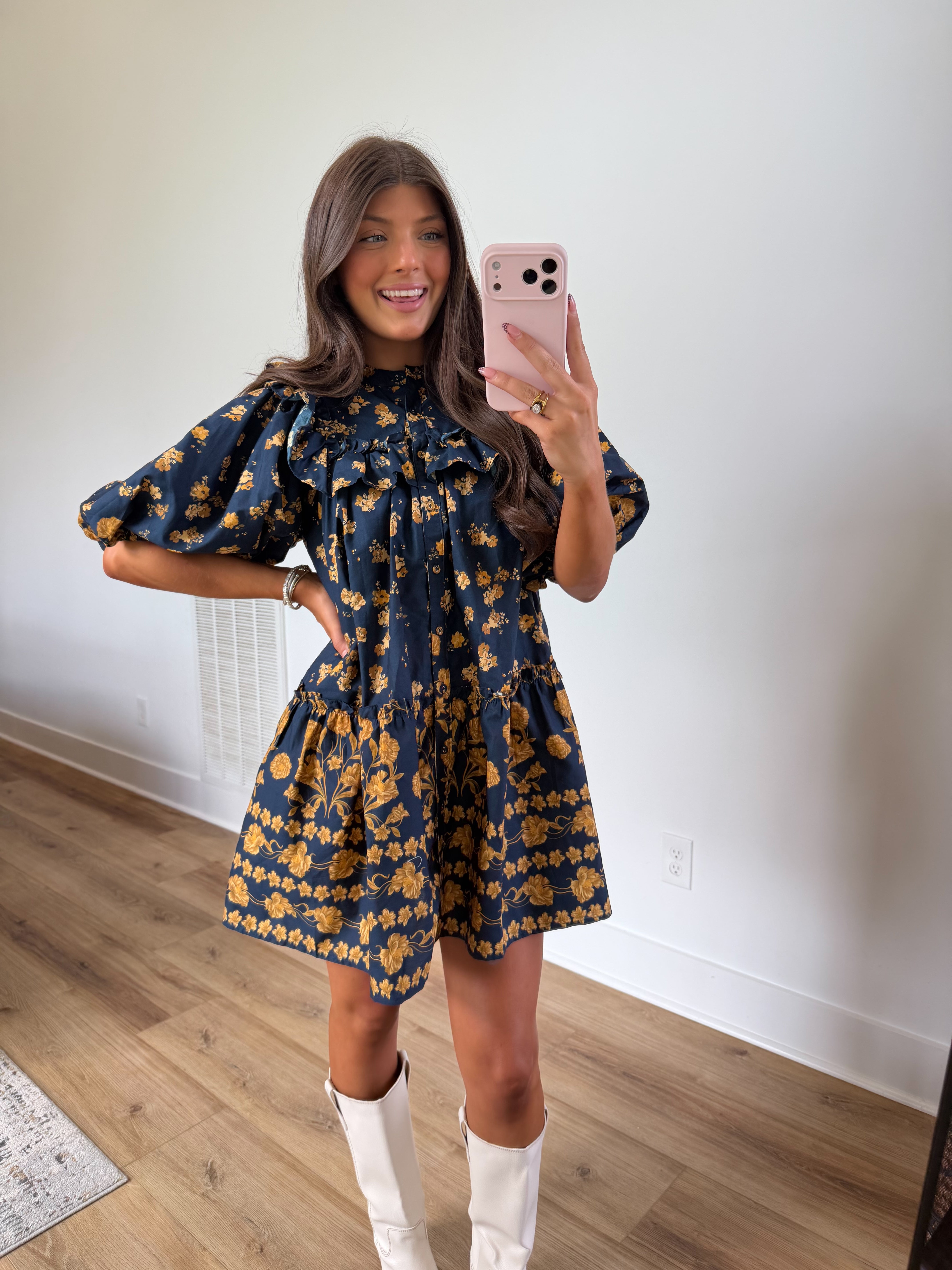 Bronzed Garden Mini Dress