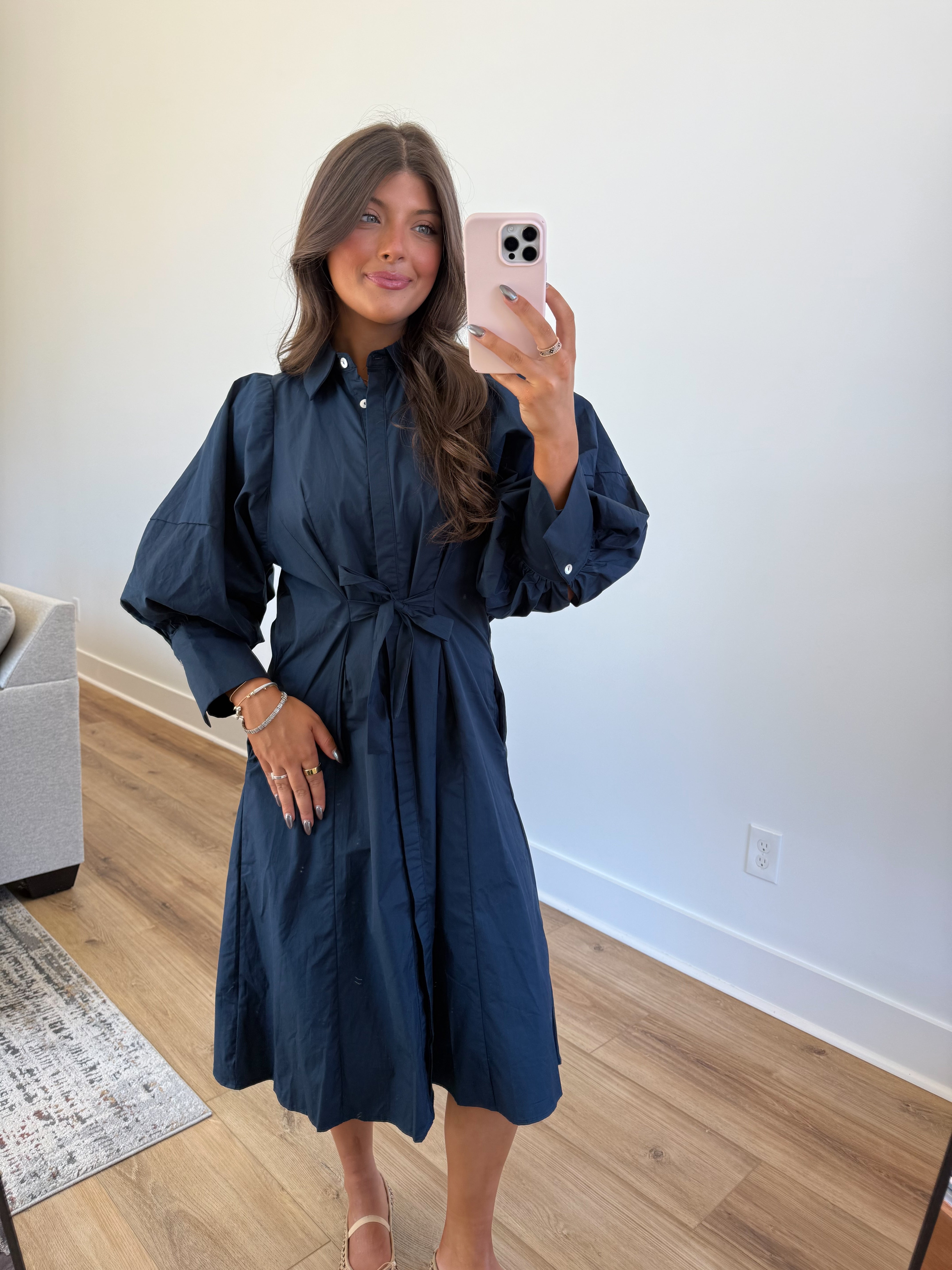 Sunday Morning Midi Dress (Navy)