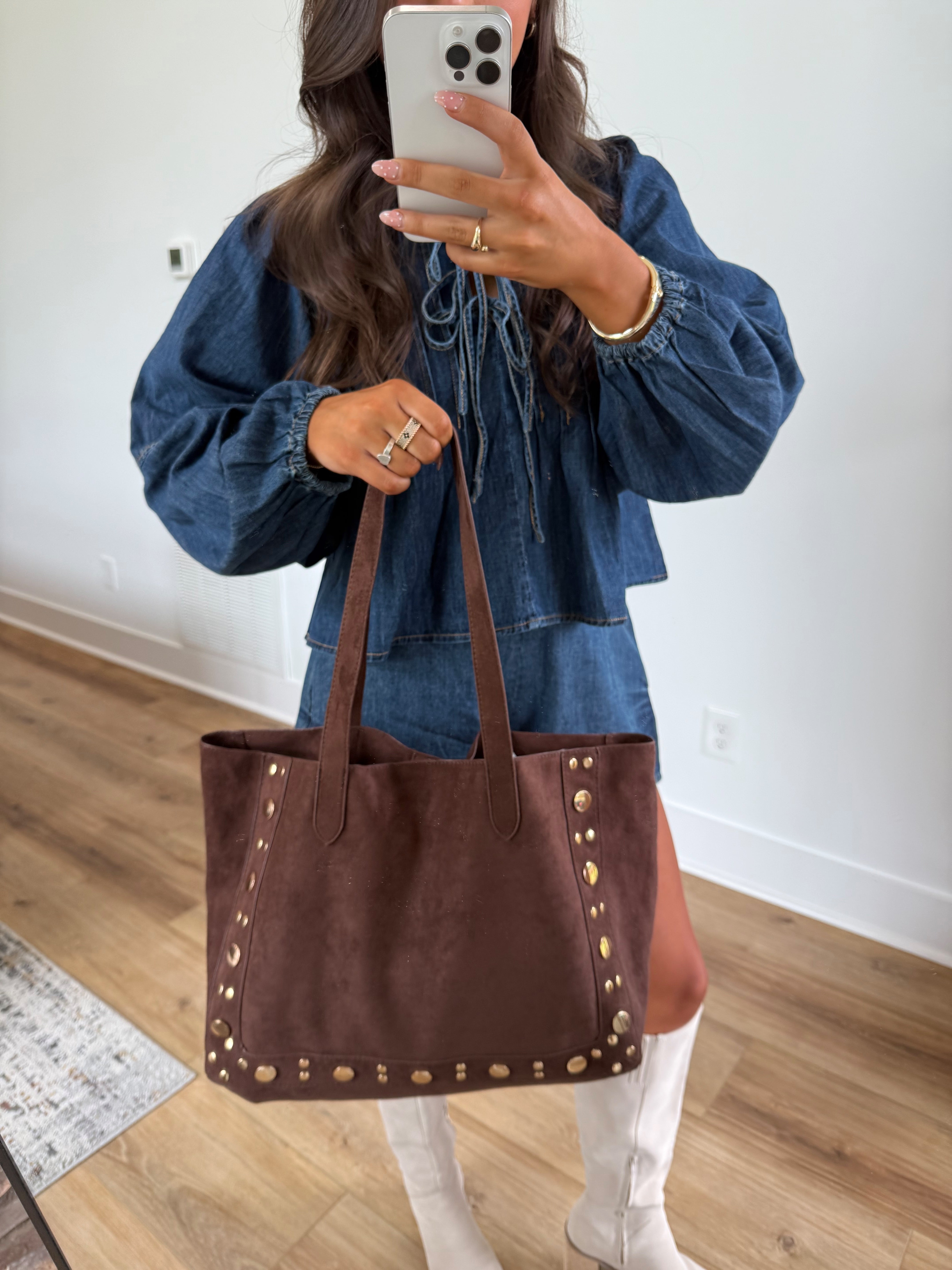 Gilmore Suede Tote (Chocolate)