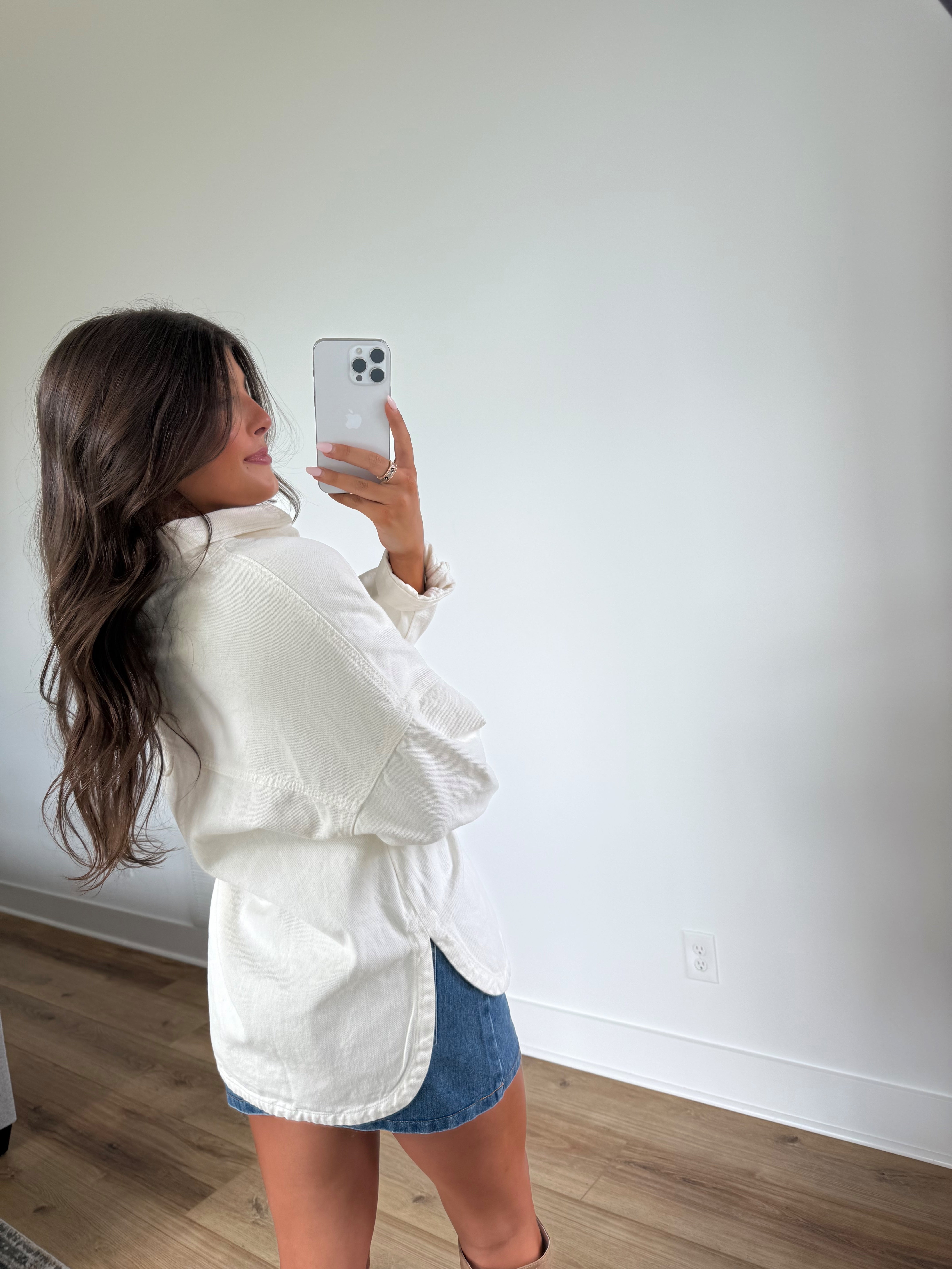 White Denim Shacket