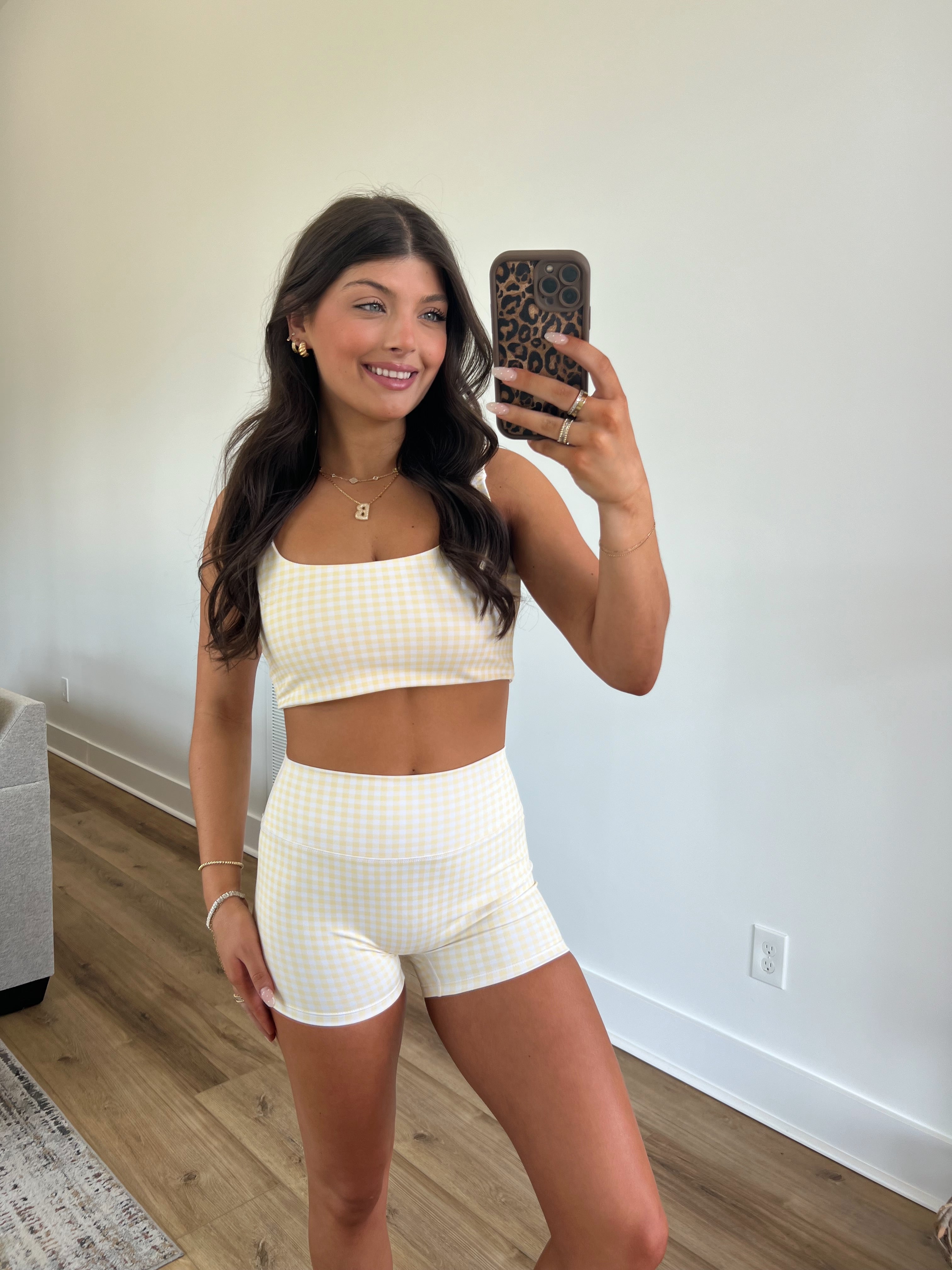 Lemon Gingham Biker Shorts