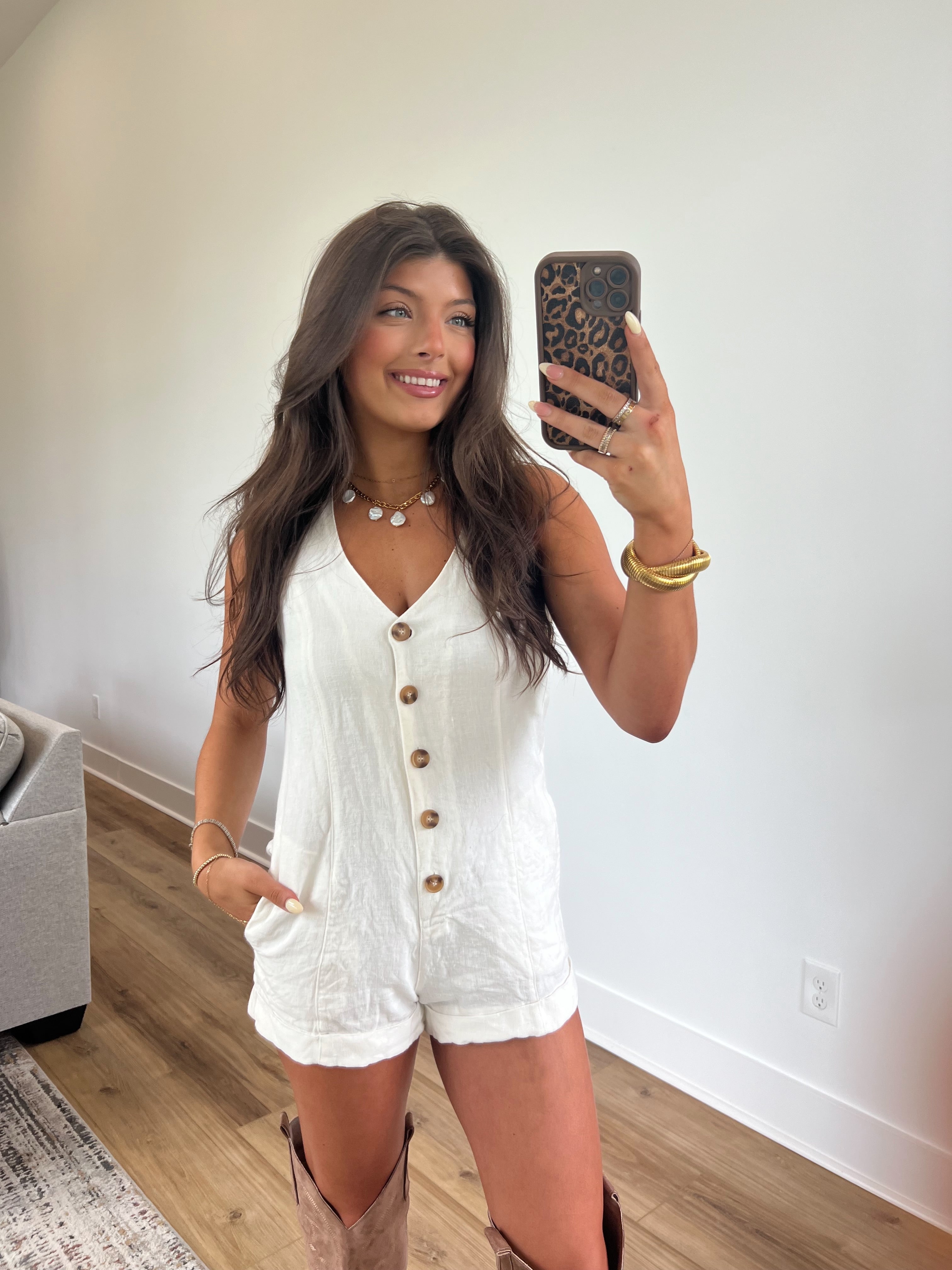 Elle Linen Romper (White)