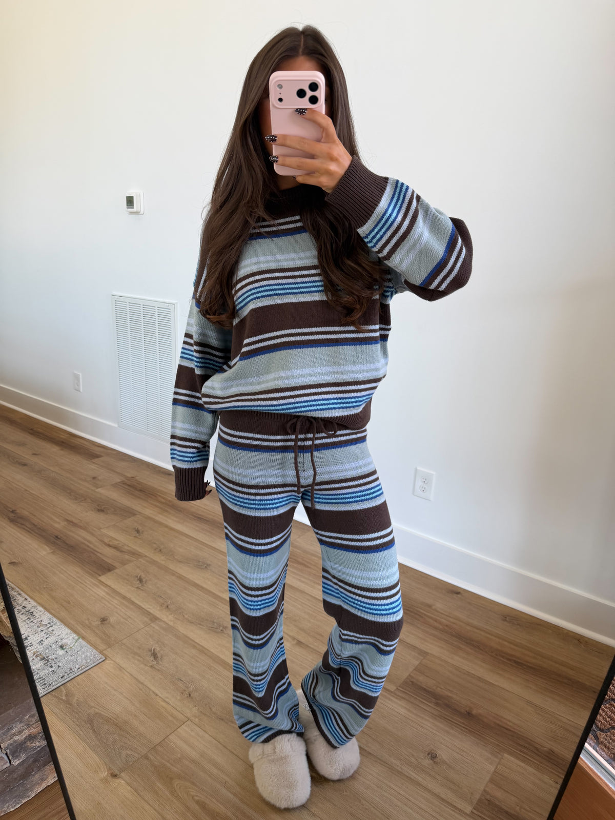 Mixed Stripe Knit Set (Brown Multi)