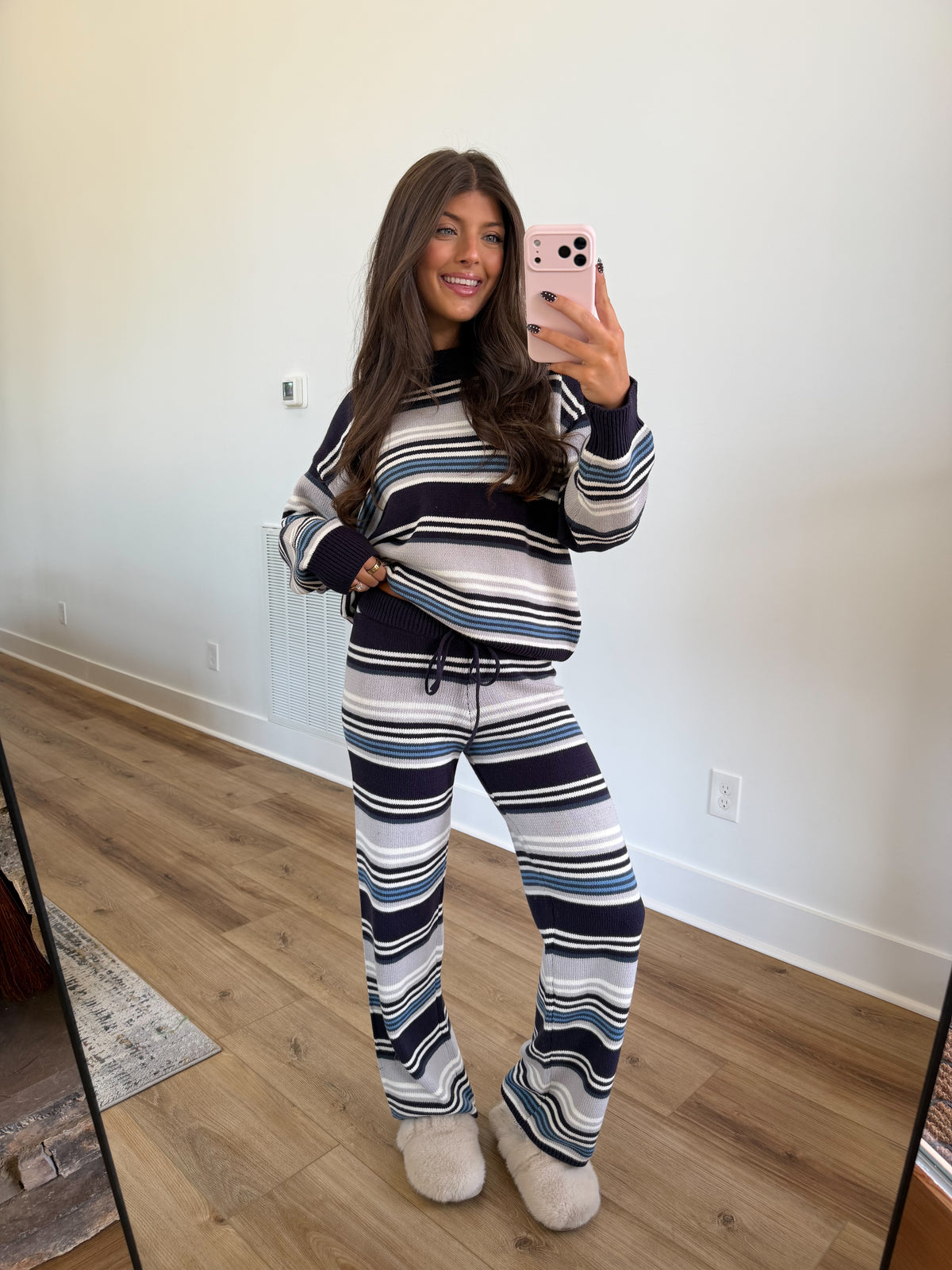 Mixed Stripe Knit Set (Navy Multi)