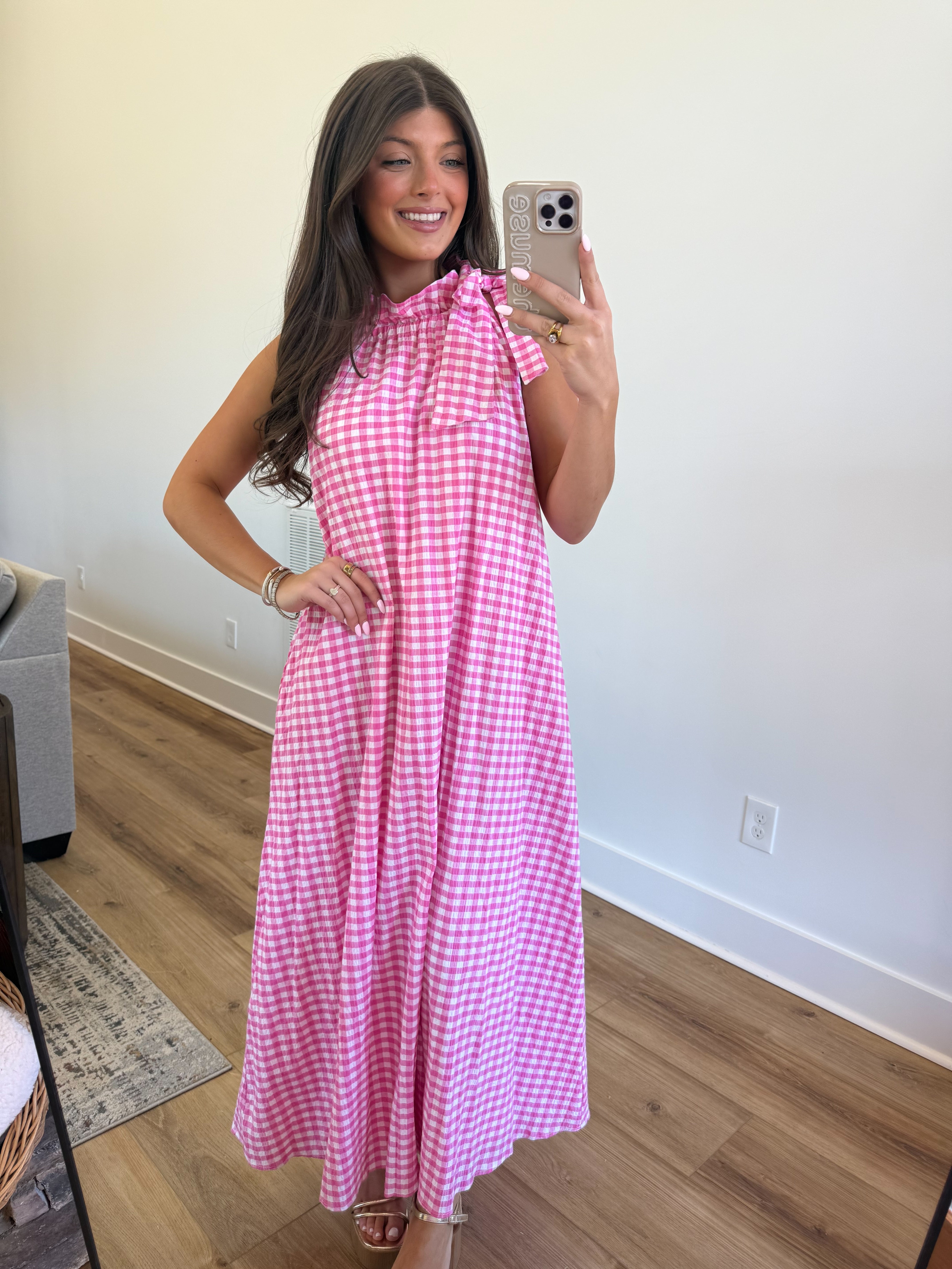 The Pink Gingham Maxi
