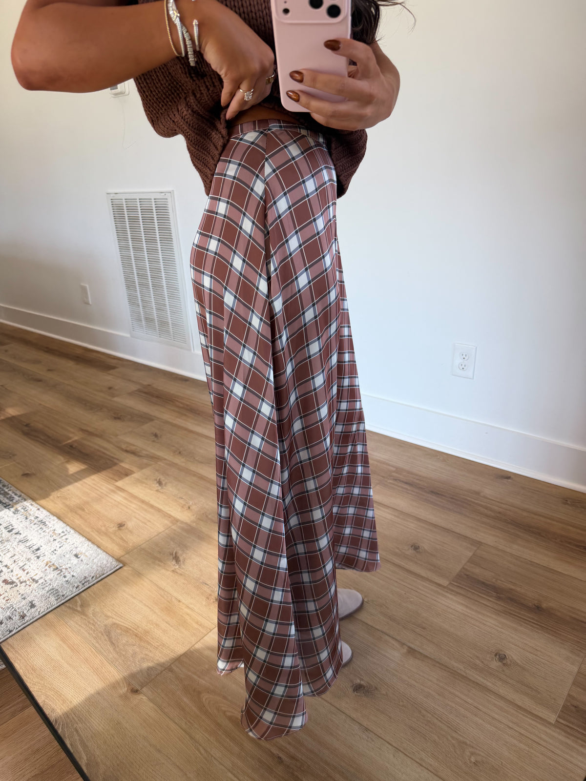 Macchiato Plaid Maxi Skirt