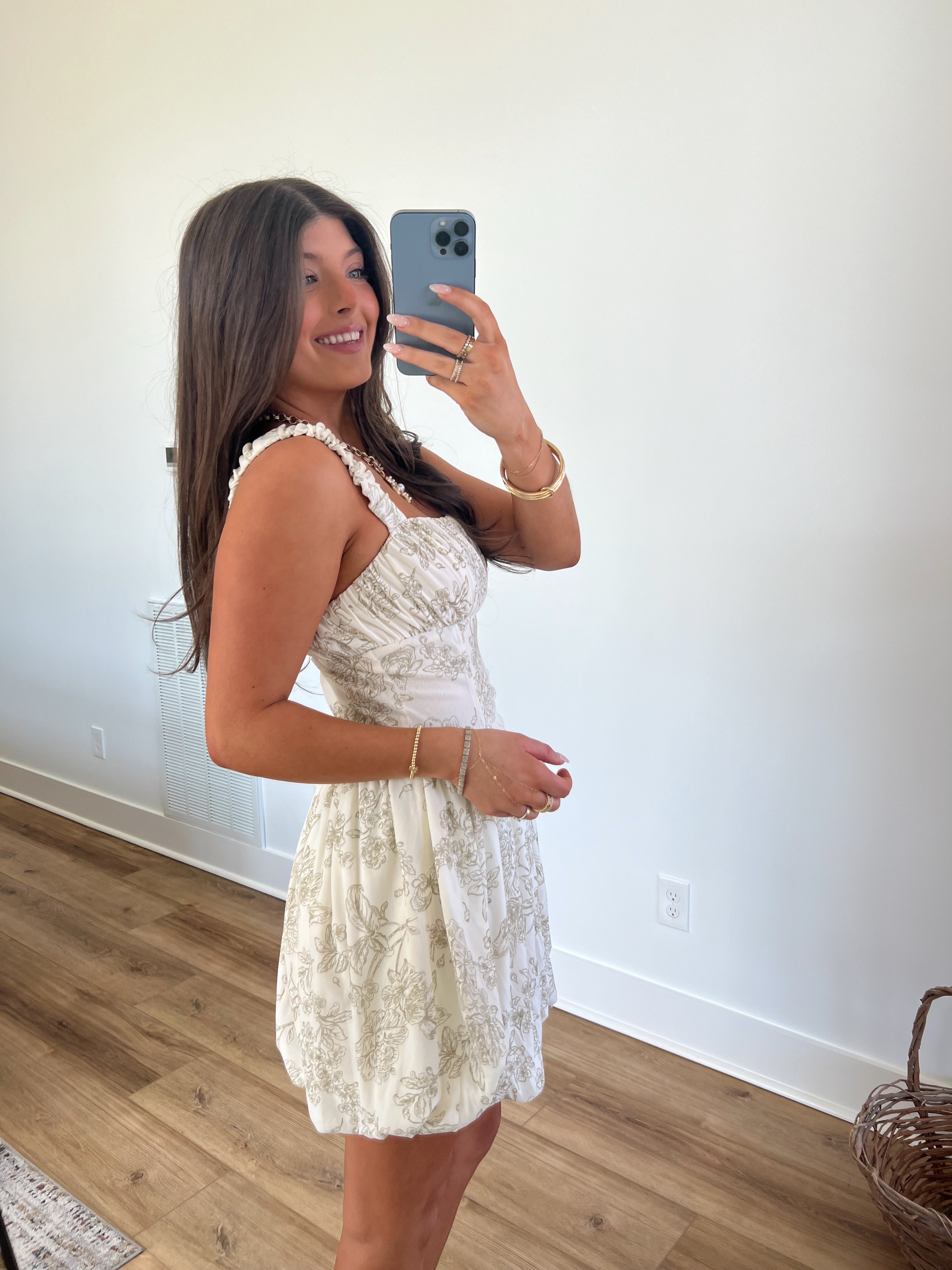 Sage Floral Mini Dress
