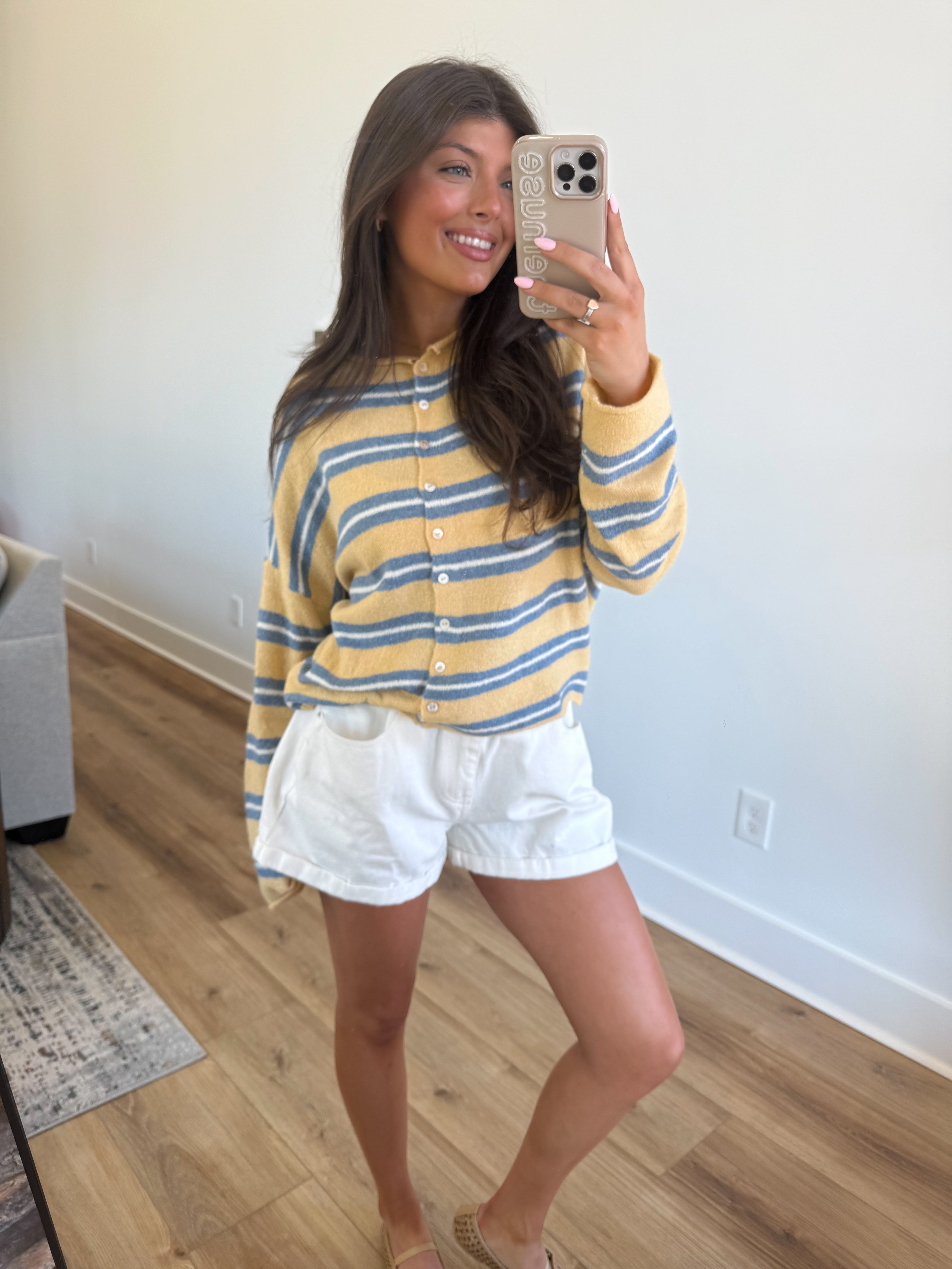 The Stripe Cardigan (Yellow/Blue/Cream)