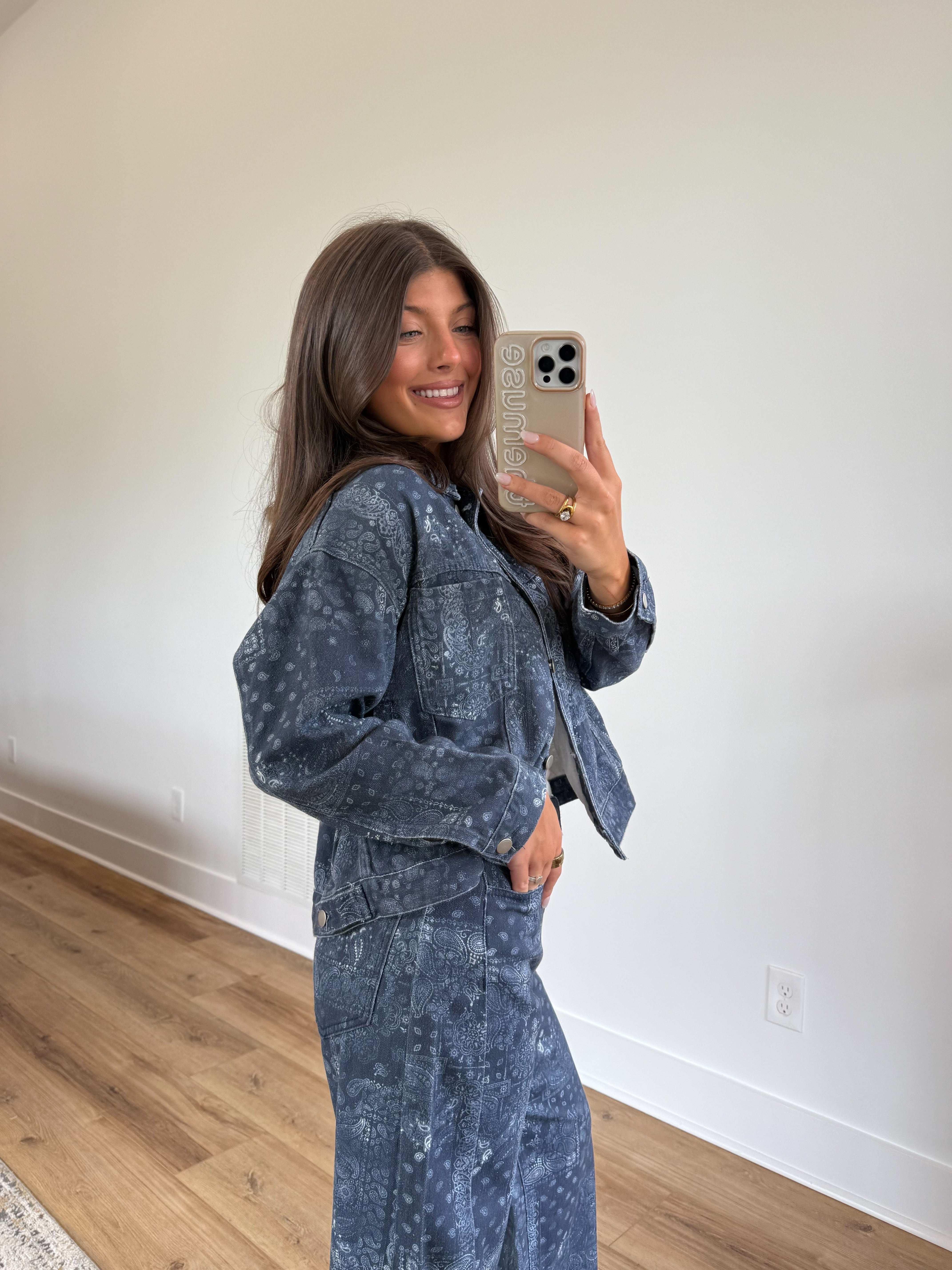 Paisley Denim Jacket (Blue)