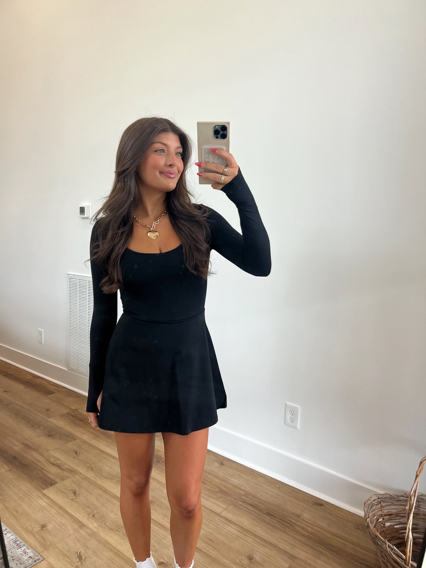 Black Scoop Neck Athletic Dress