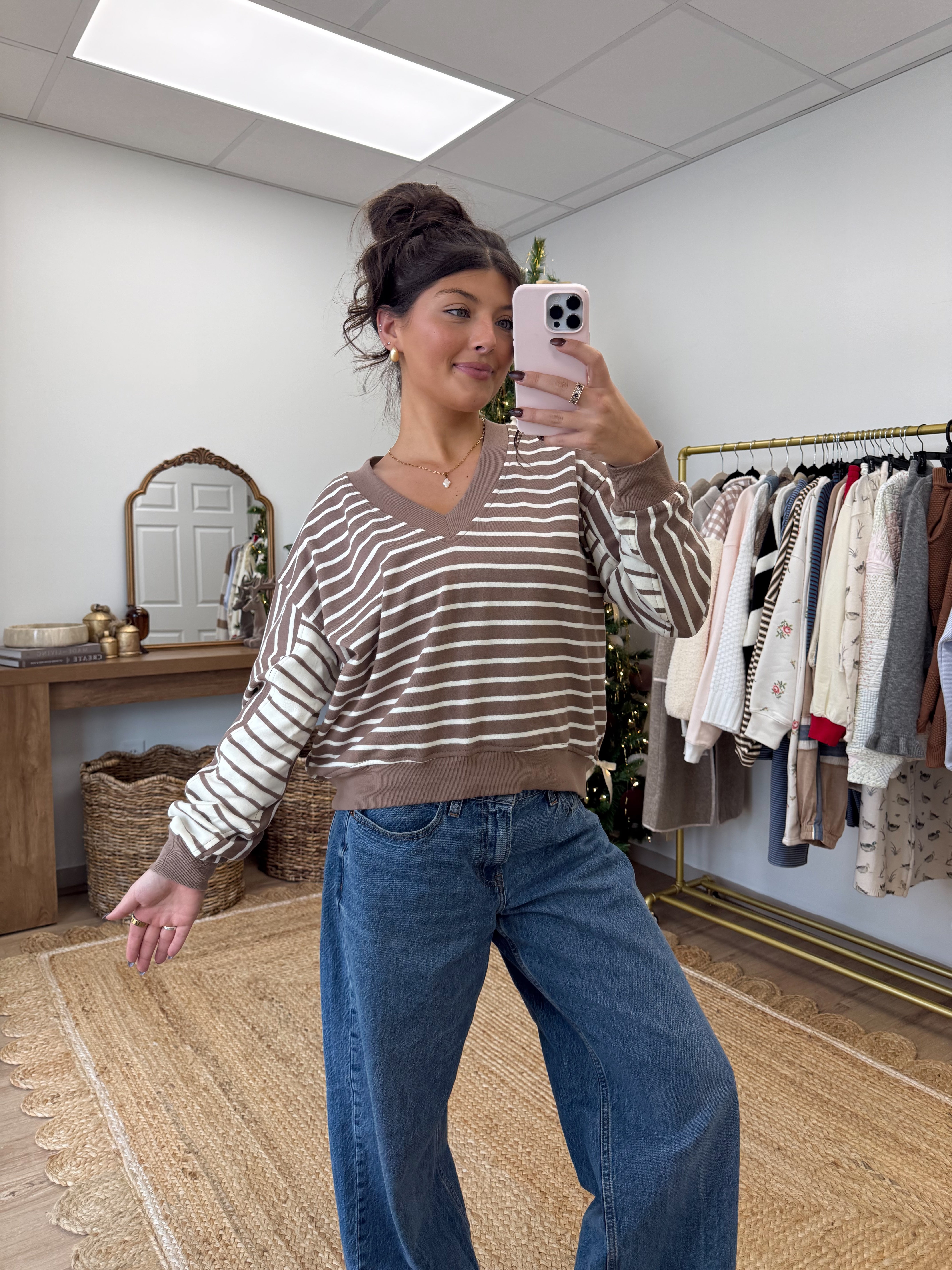 Warm Latte Stripe Top