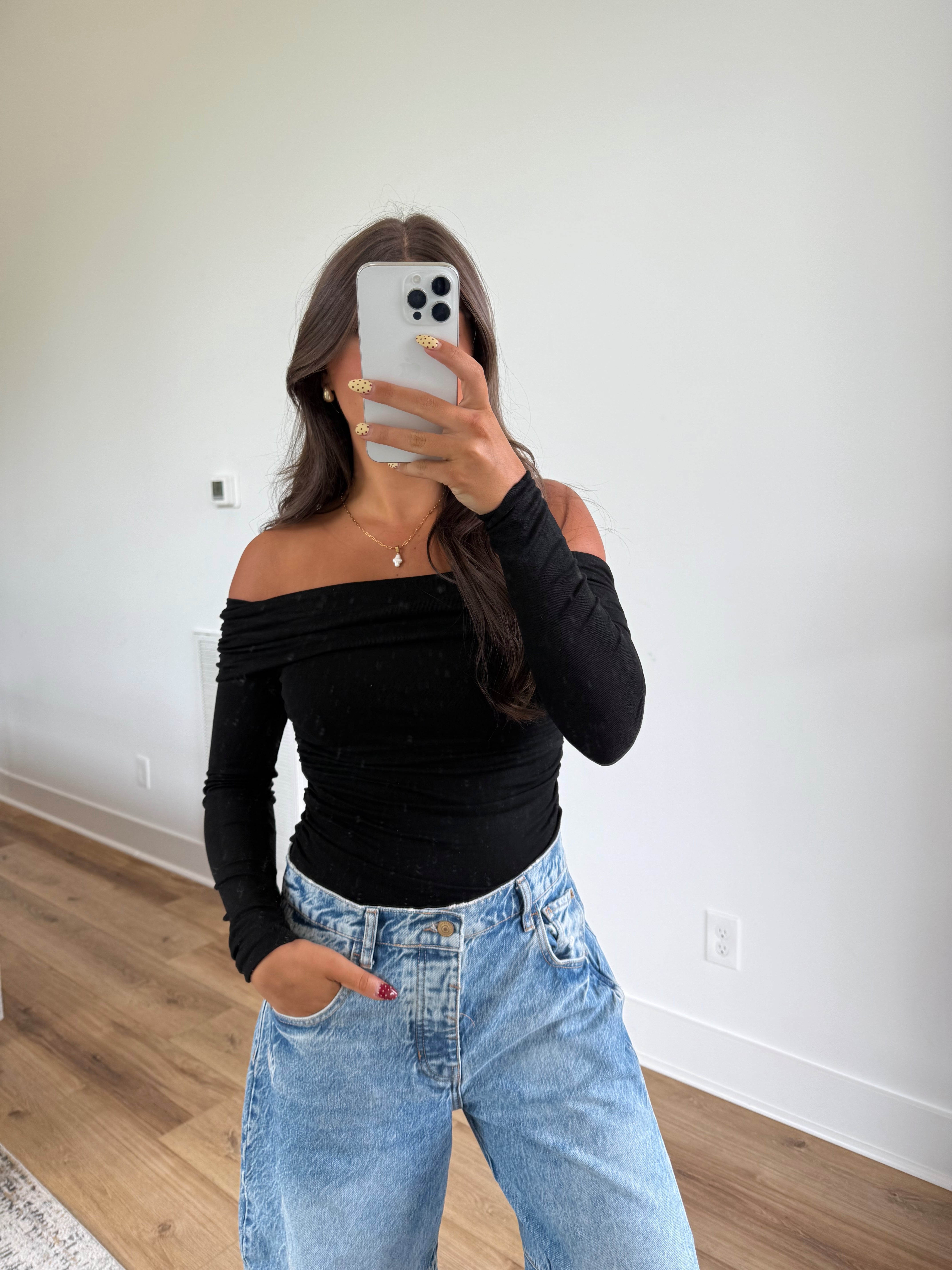 Black Off The Shoulder Bodysuit