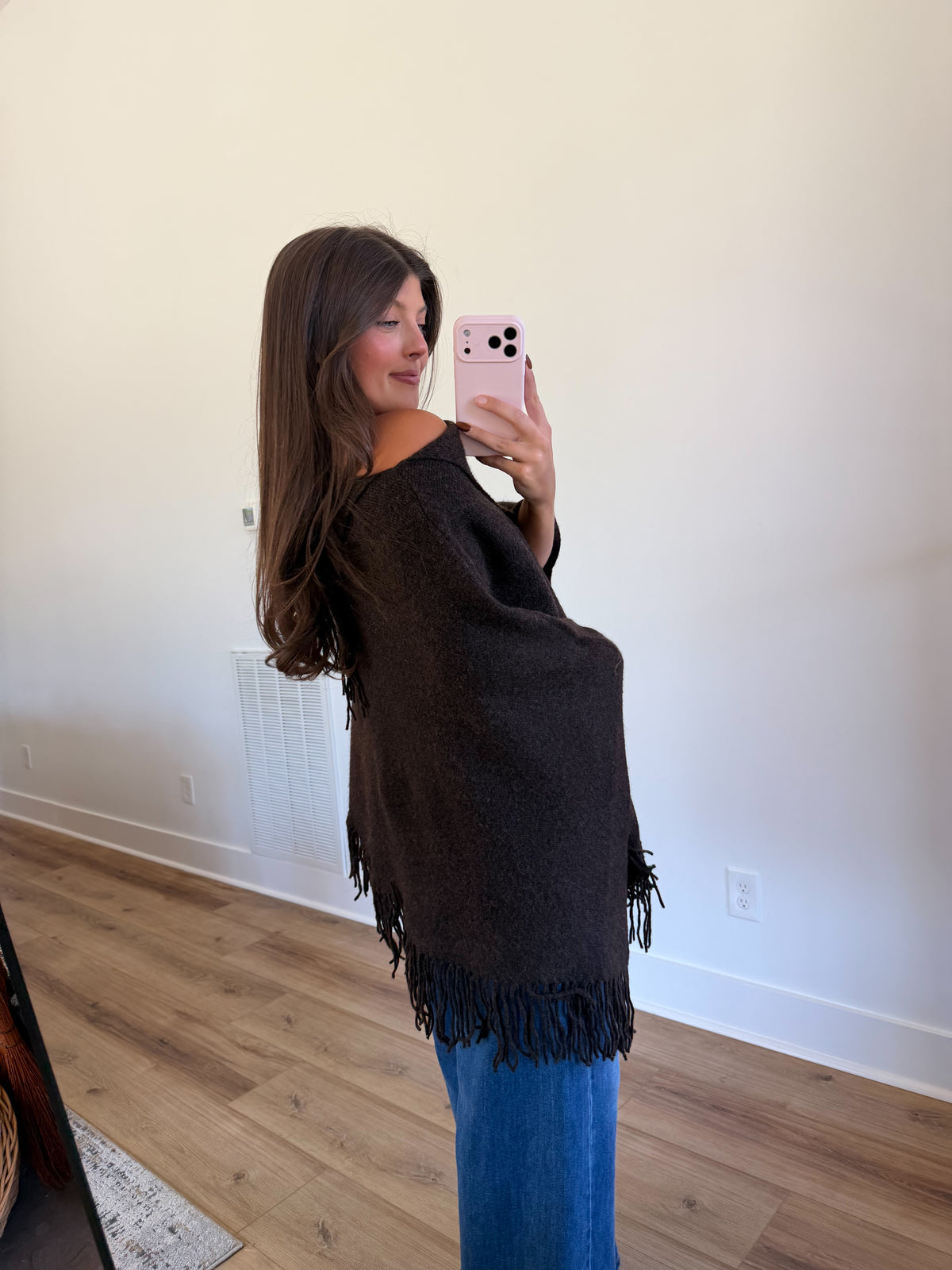 Reece Fringe Poncho (Coffee)
