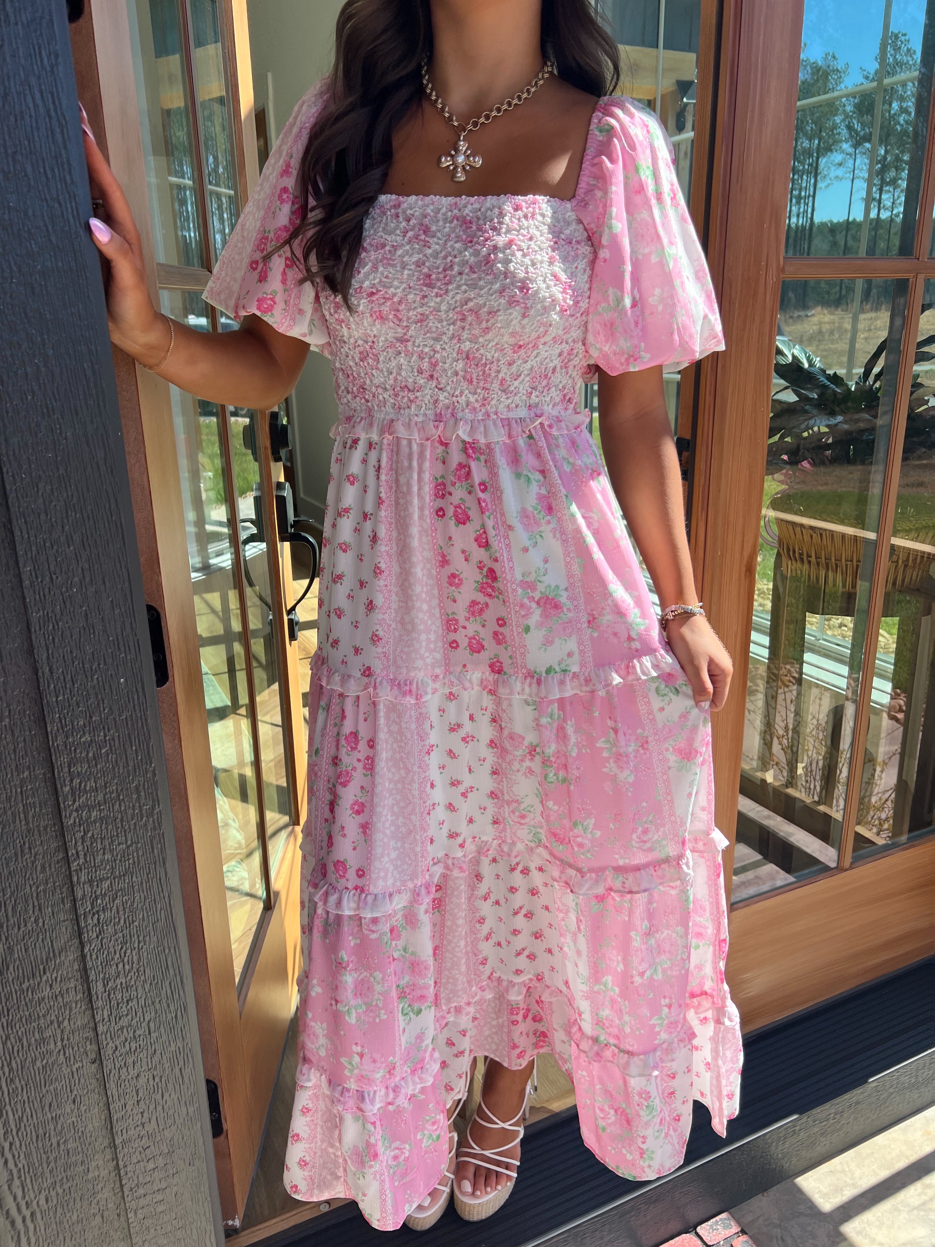 Love Shack Patch Work Maxi Dress(Restock)
