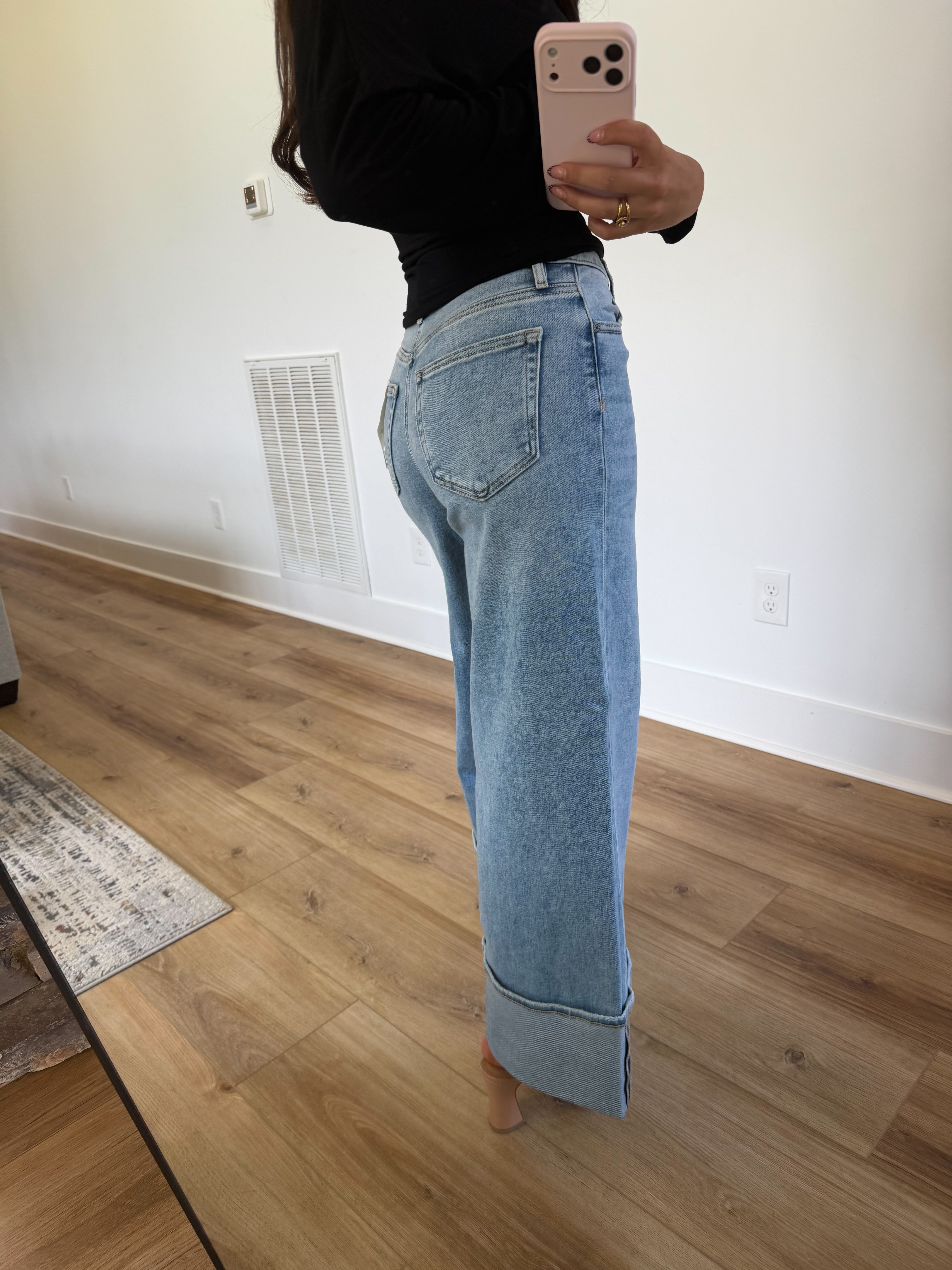 Light Denim Cuffed Jeans