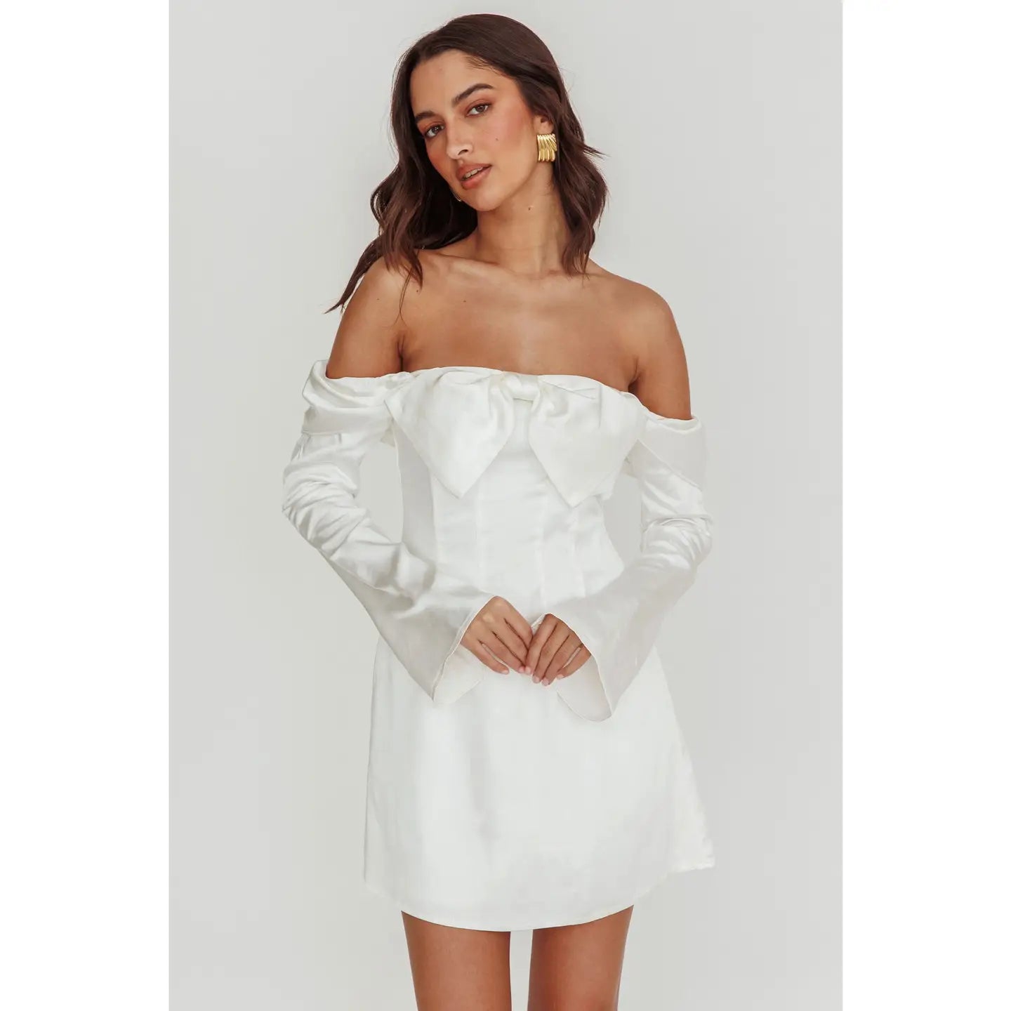 Satin Bow Mini Dress