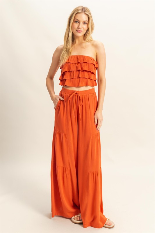 Rust Ruffle Pants Set