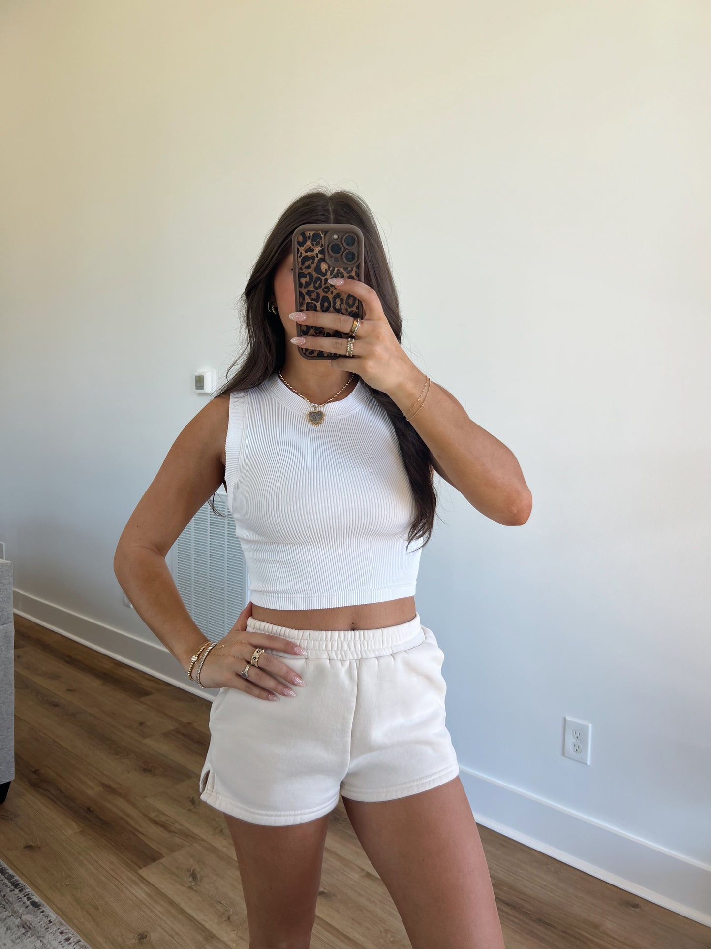 White Ribbed Sleeveless Tank
