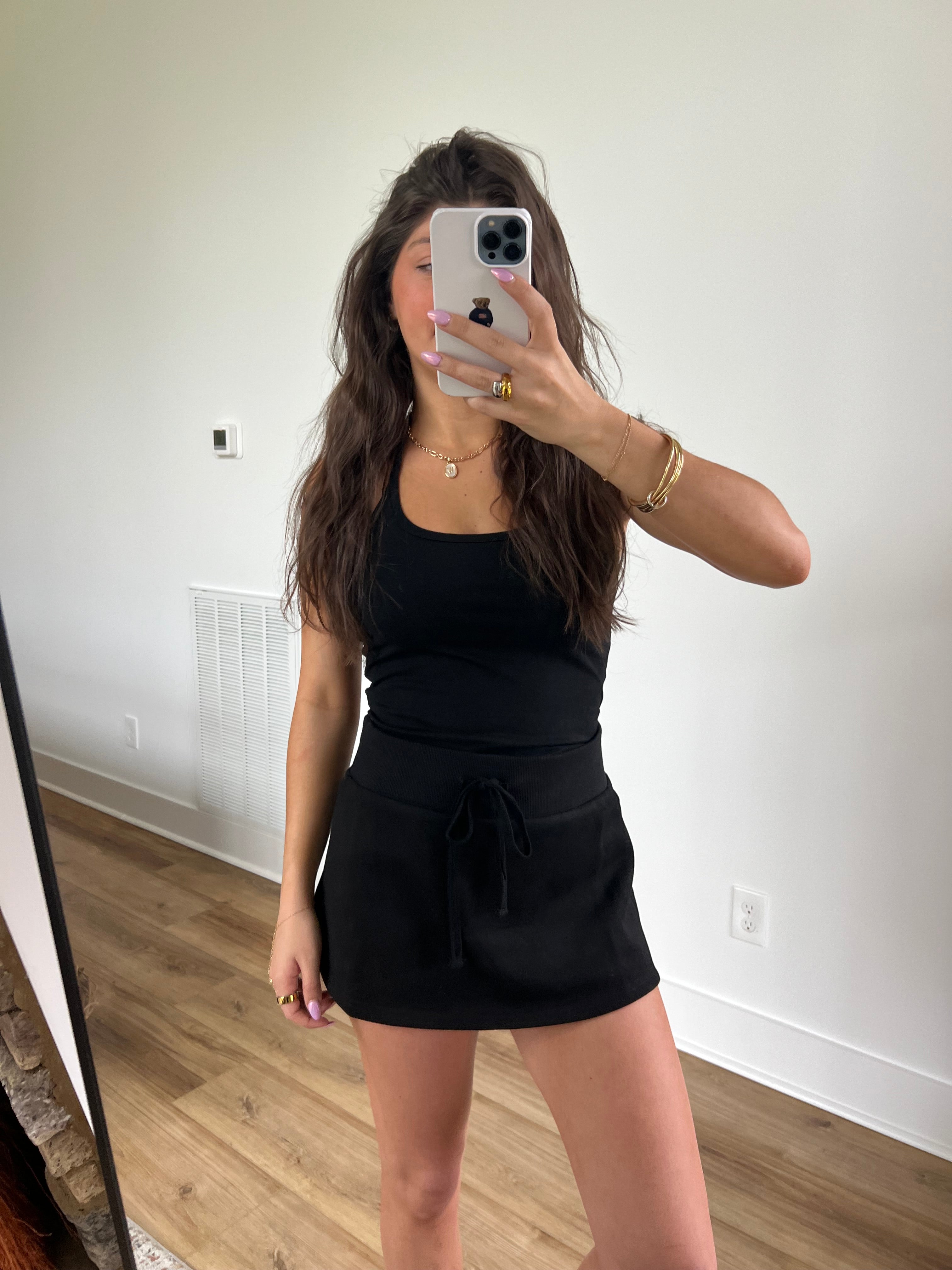 Black Halter Neck Skort Set