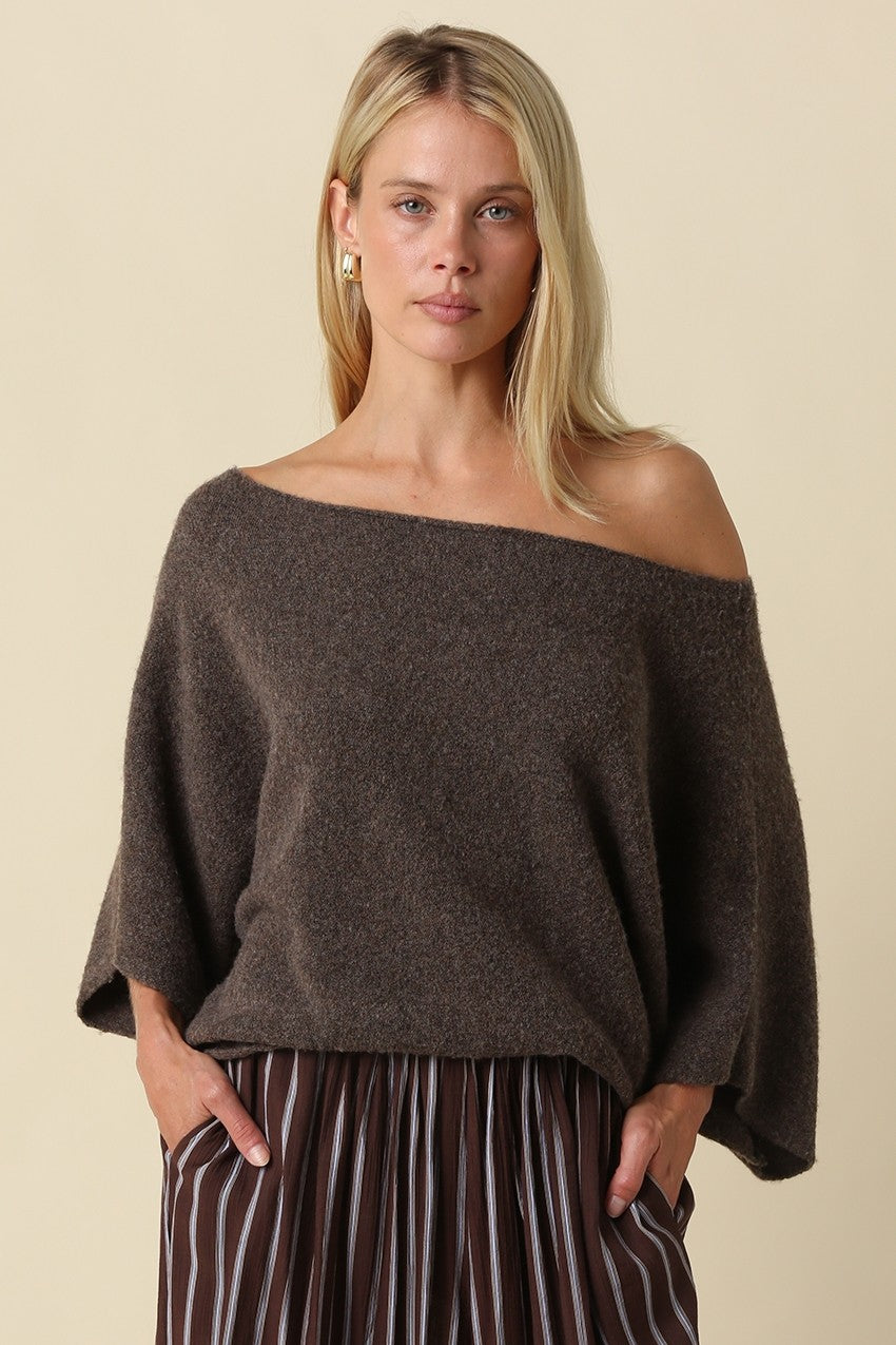 Andre Off The Shoulder Sweater (Brown)