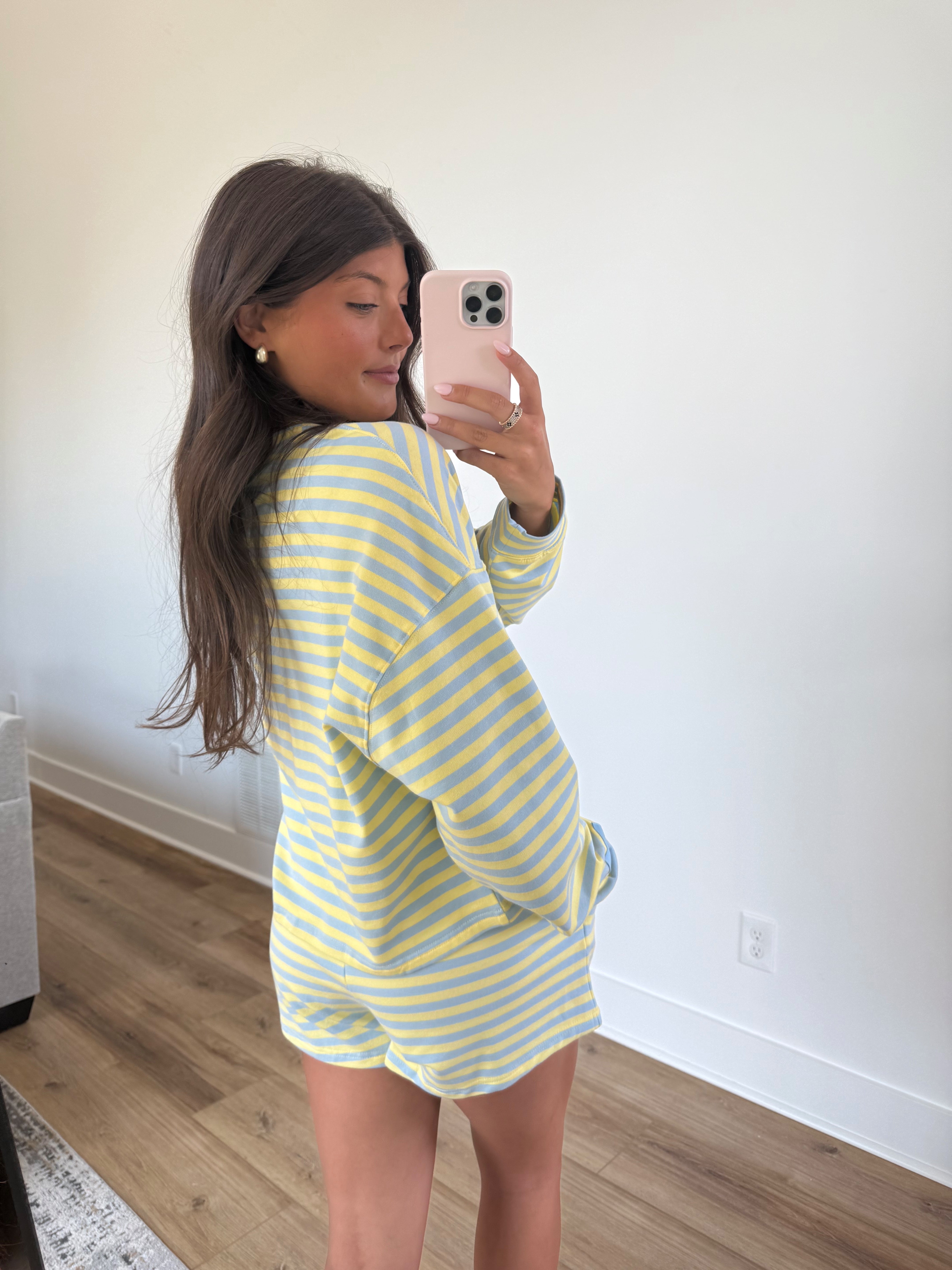Blueberry Lemon Stripe Shorts Set