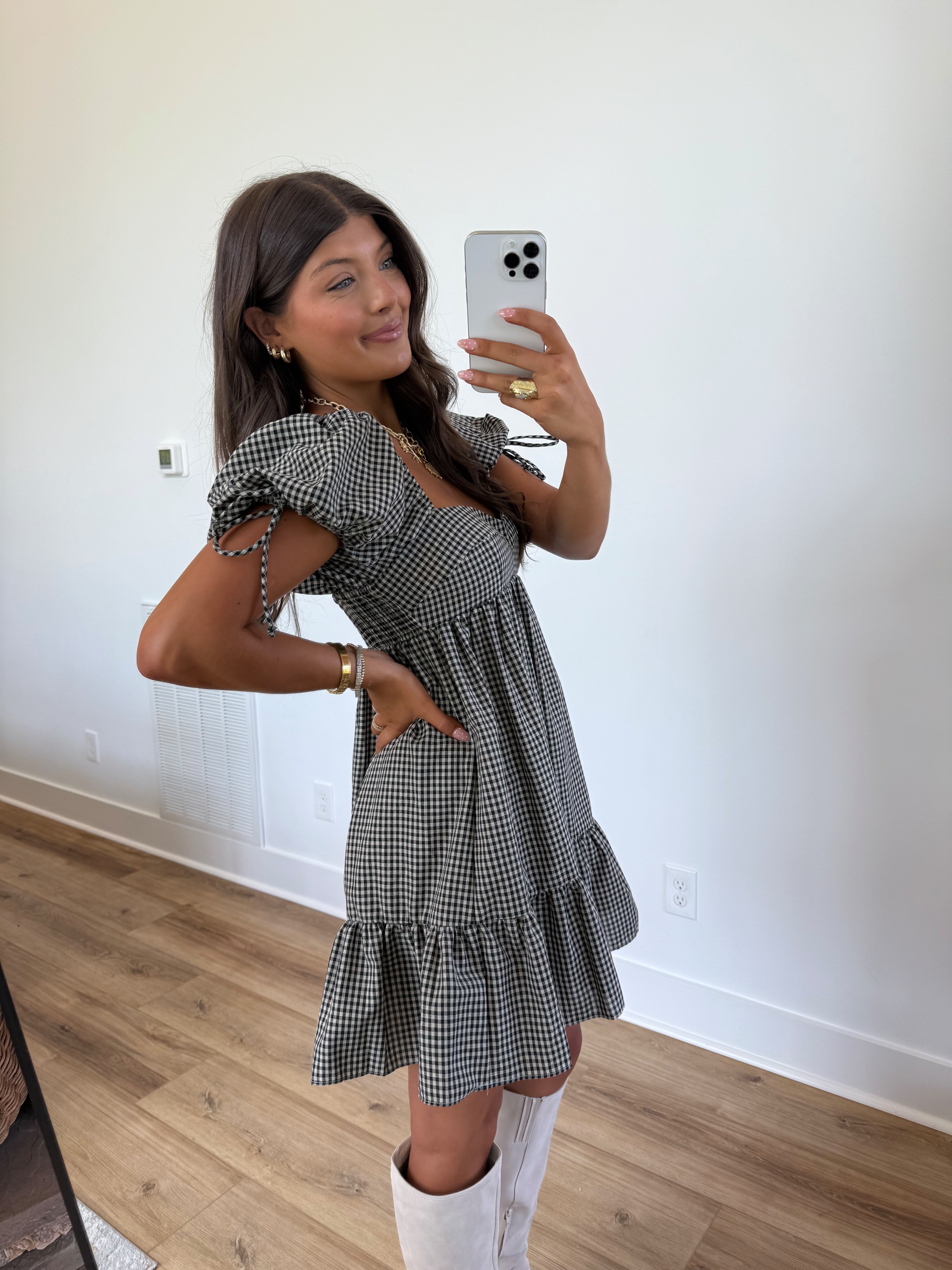 Check Yes Babydoll Dress