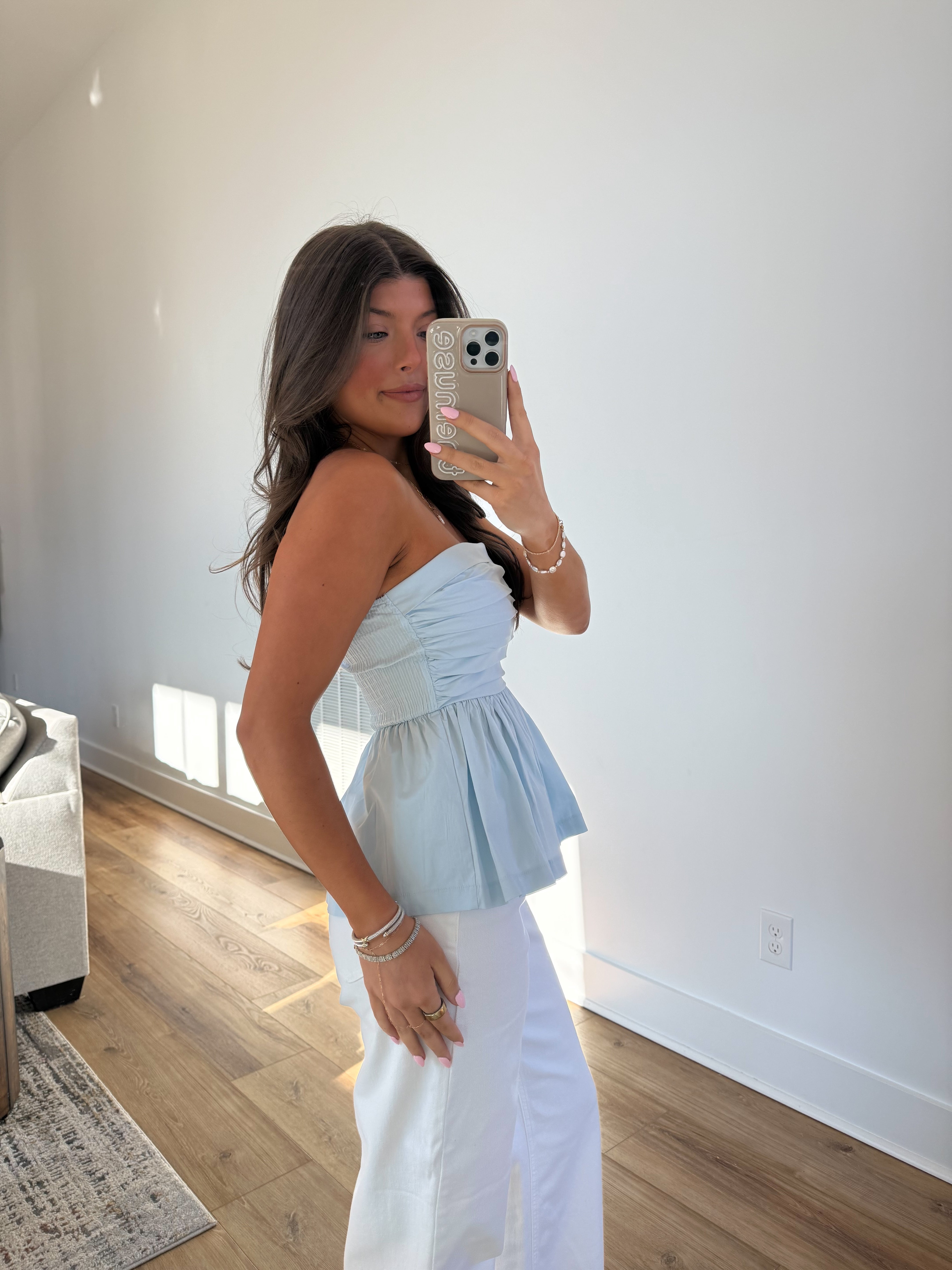 The Nantucket Strapless Top (Sky Blue)