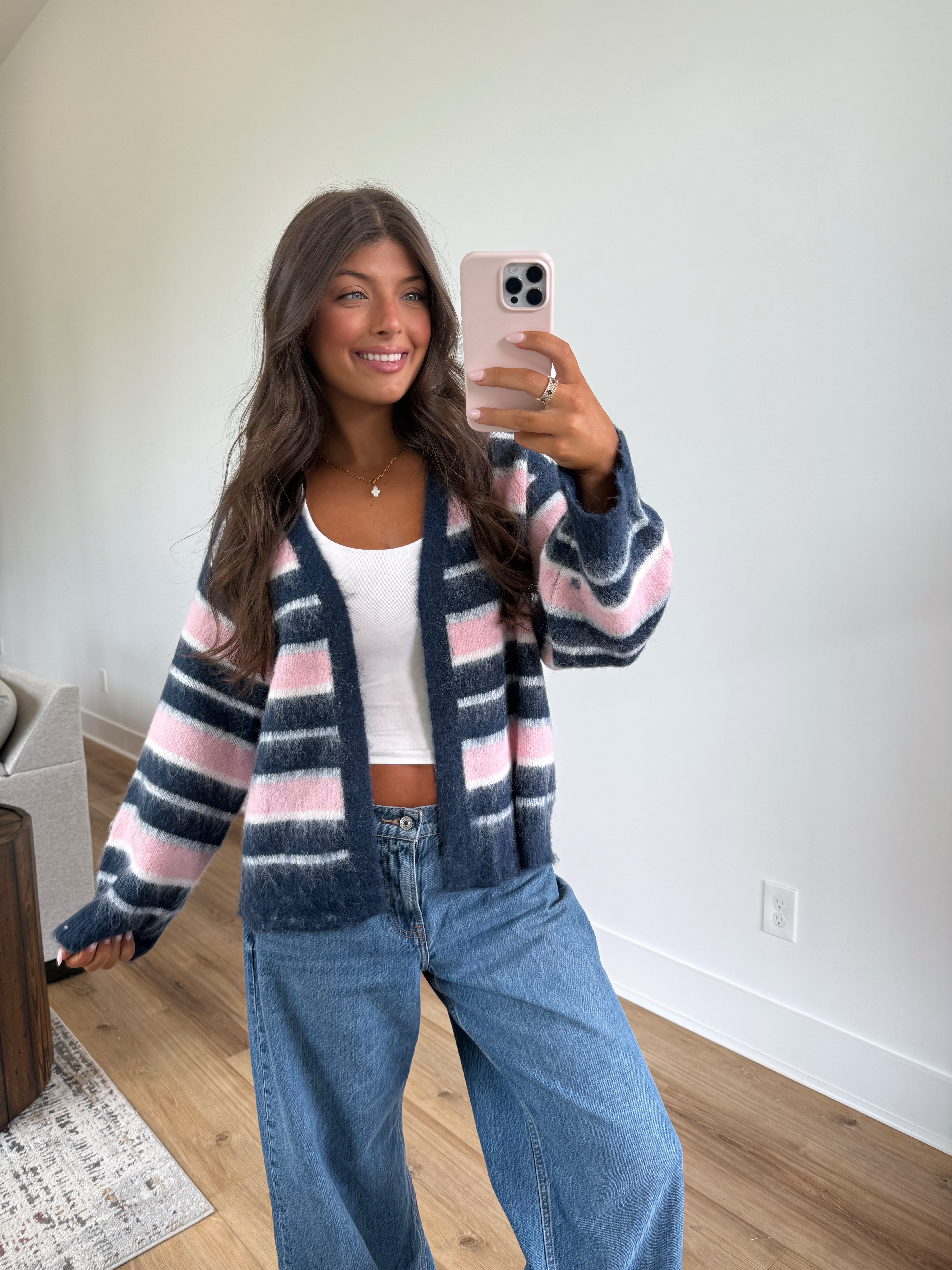 Blush Navy Cozy Cardigan
