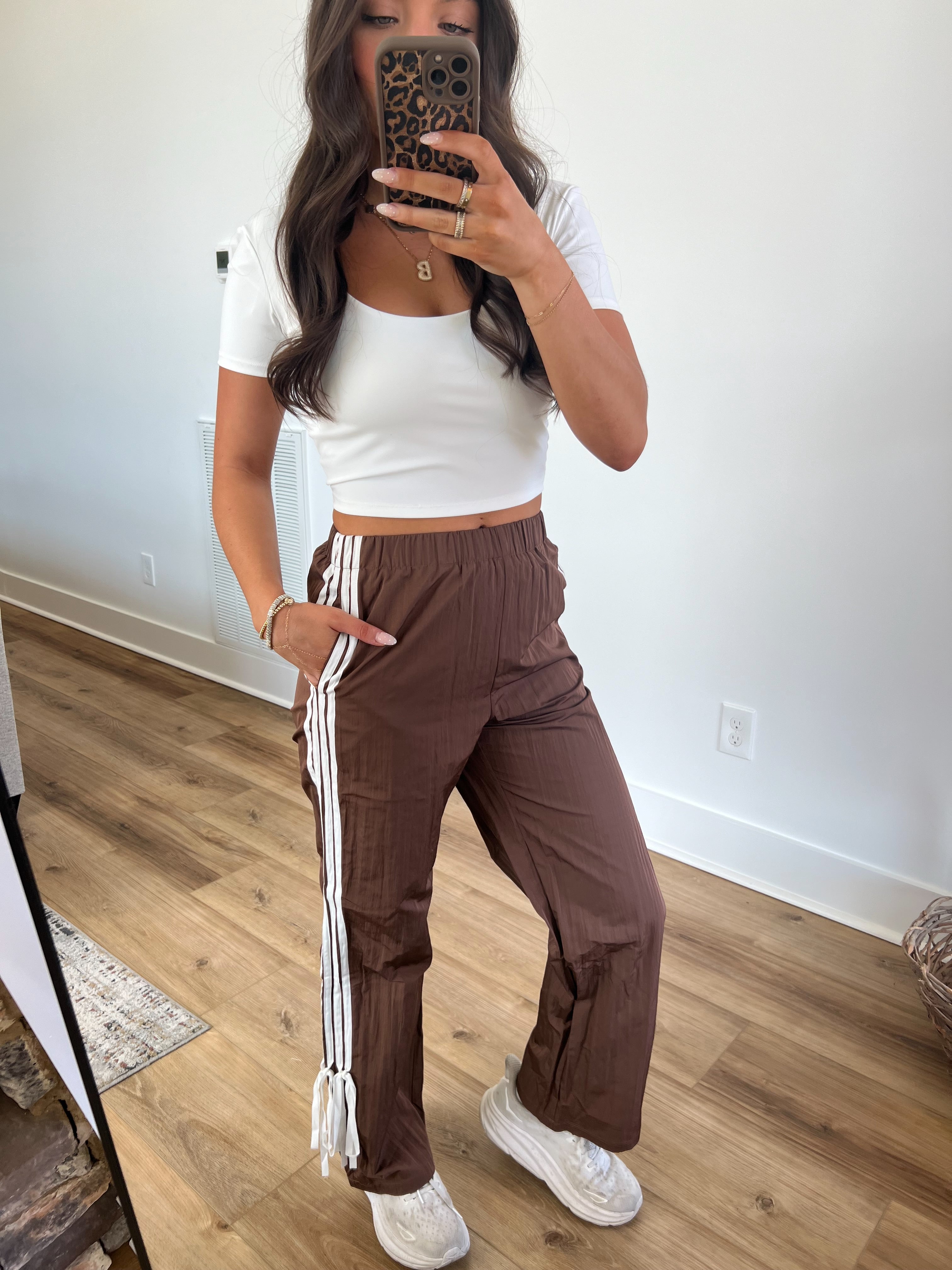 (Brown) Tate Bow Track Pants