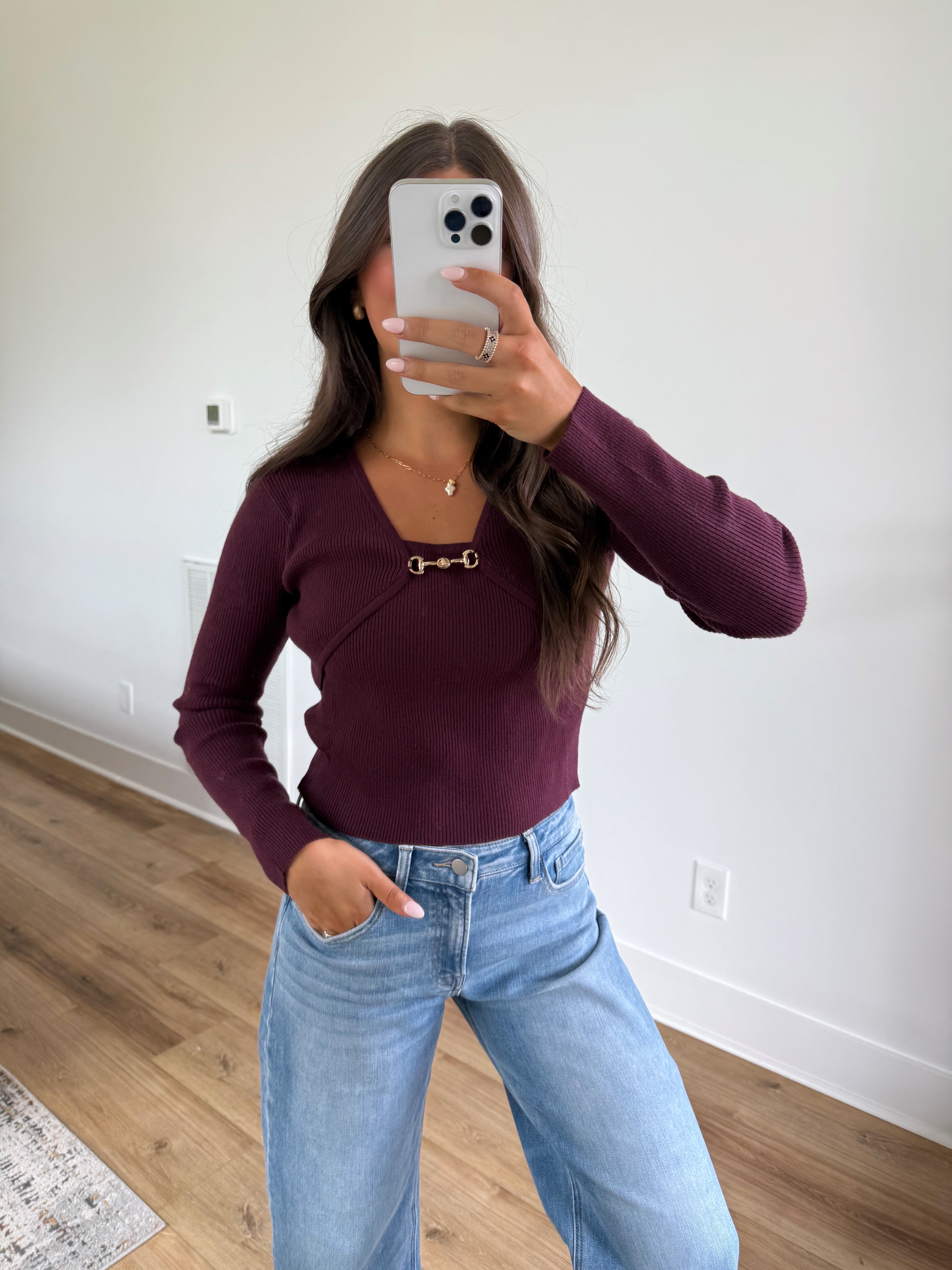 Plum Ribbed Clasp Top