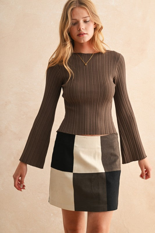 Chestnut Ribbed Top