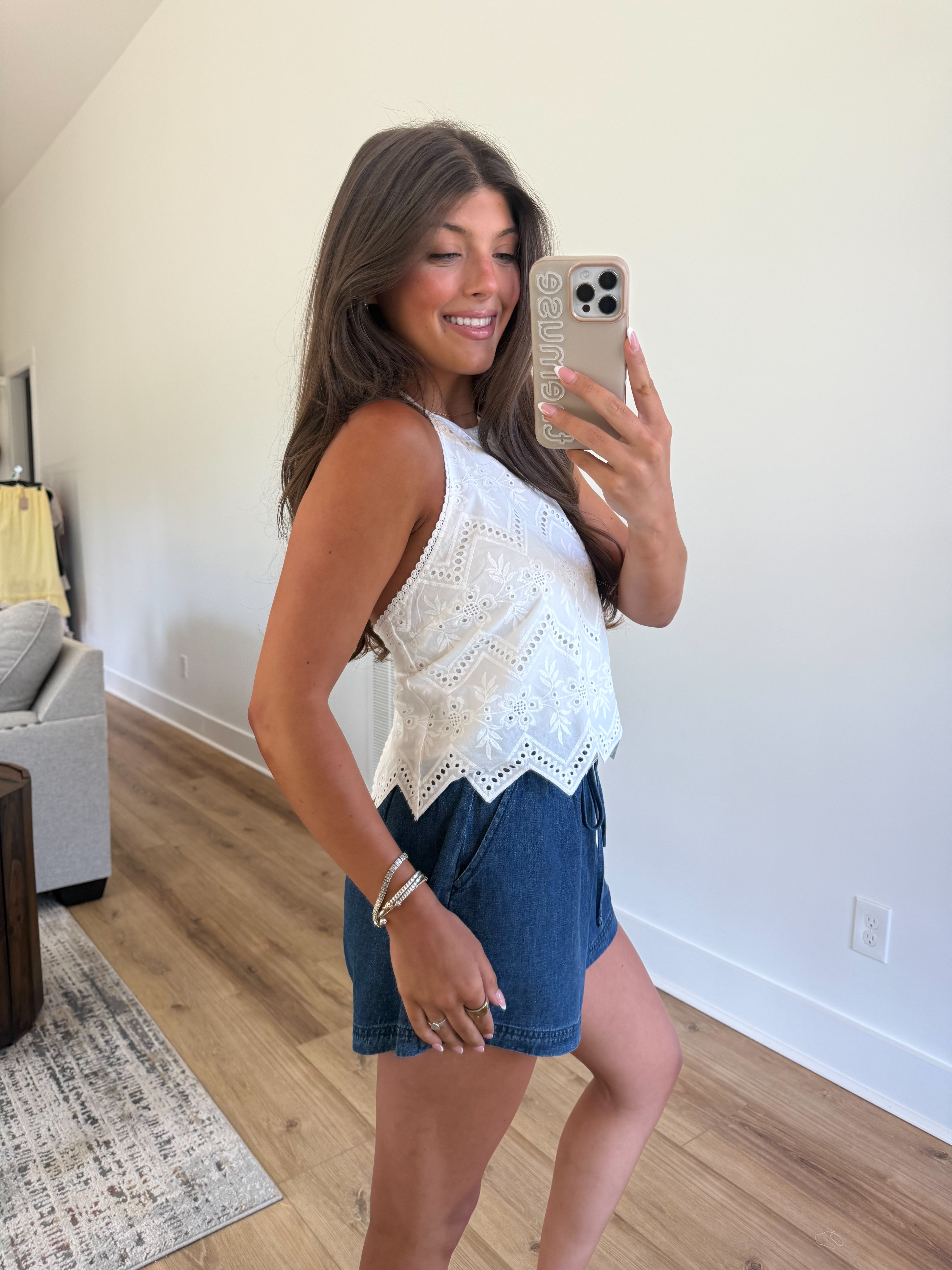 Eyelet Halter Top