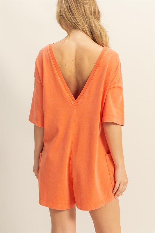 Oversized Tee Romper (Orange)