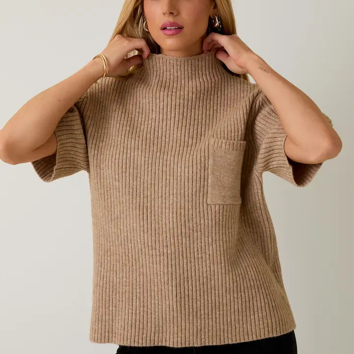 The Tan Mockneck Sweater Tee
