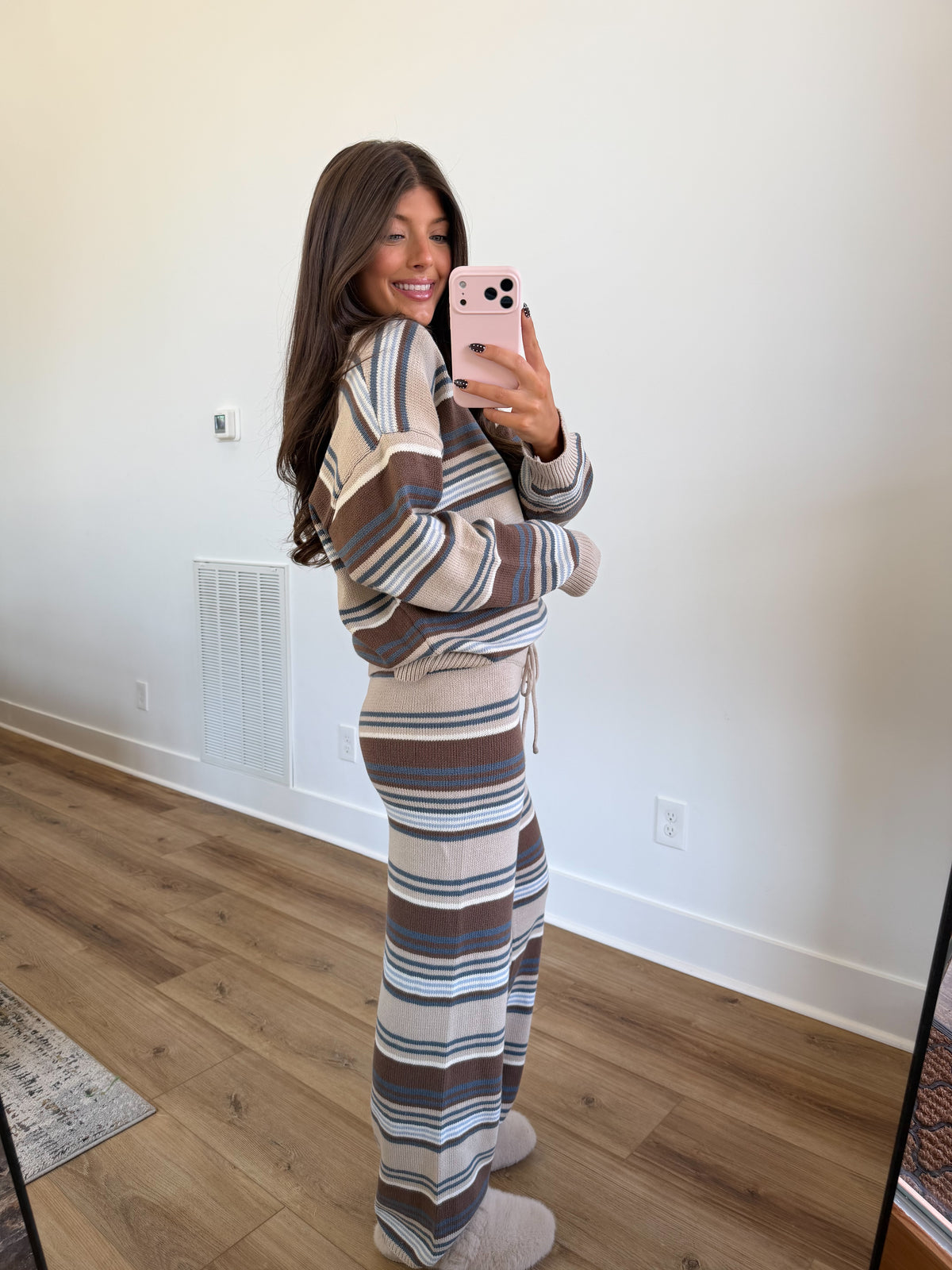 Mixed Stripe Knit Set (Beige Multi)