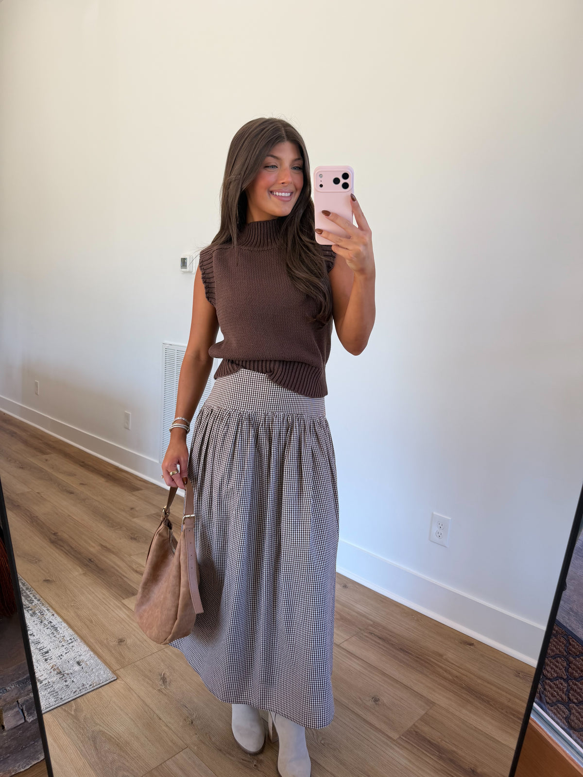 Brown Mock Neck Knit Vest