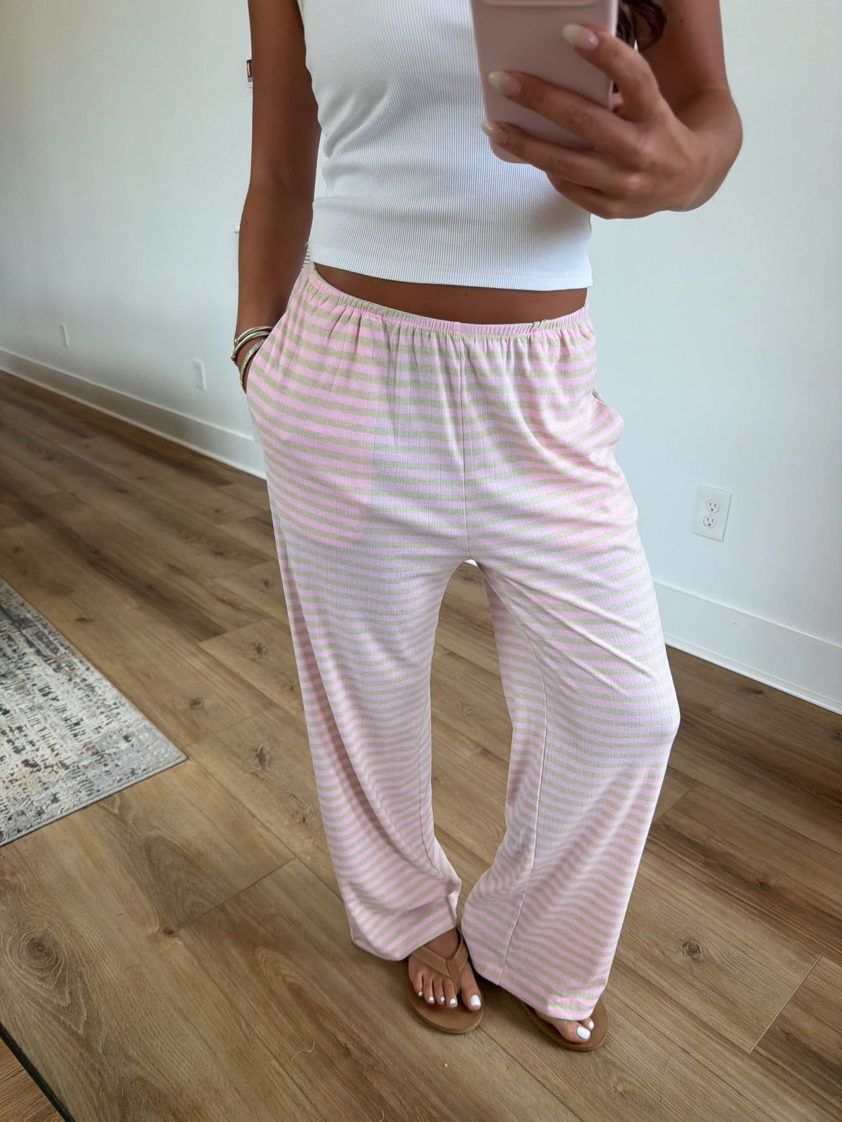 Pointelle Stripe Pants (Pink)