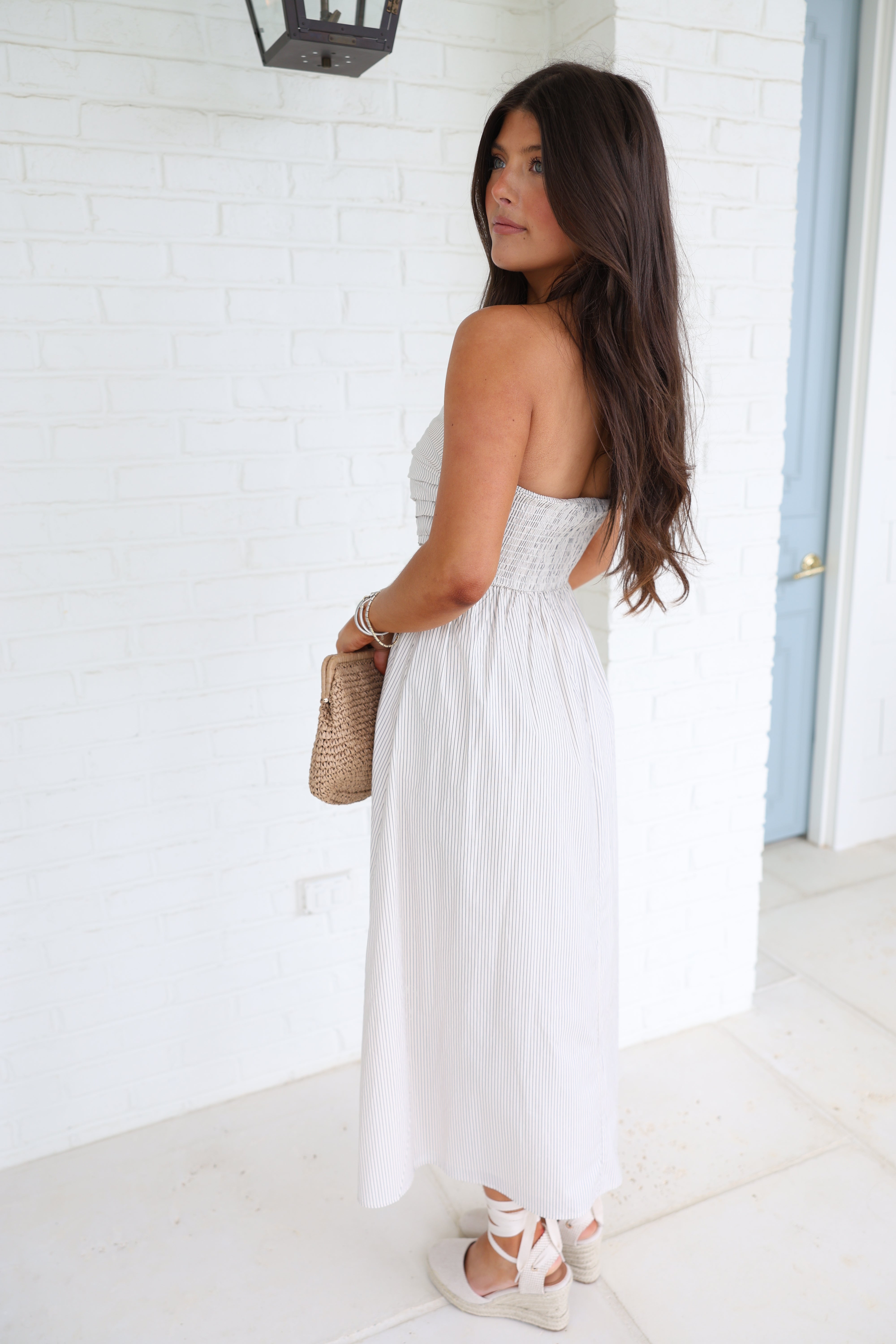 The Nantucket Strapless Dress (Dainty Stripes)