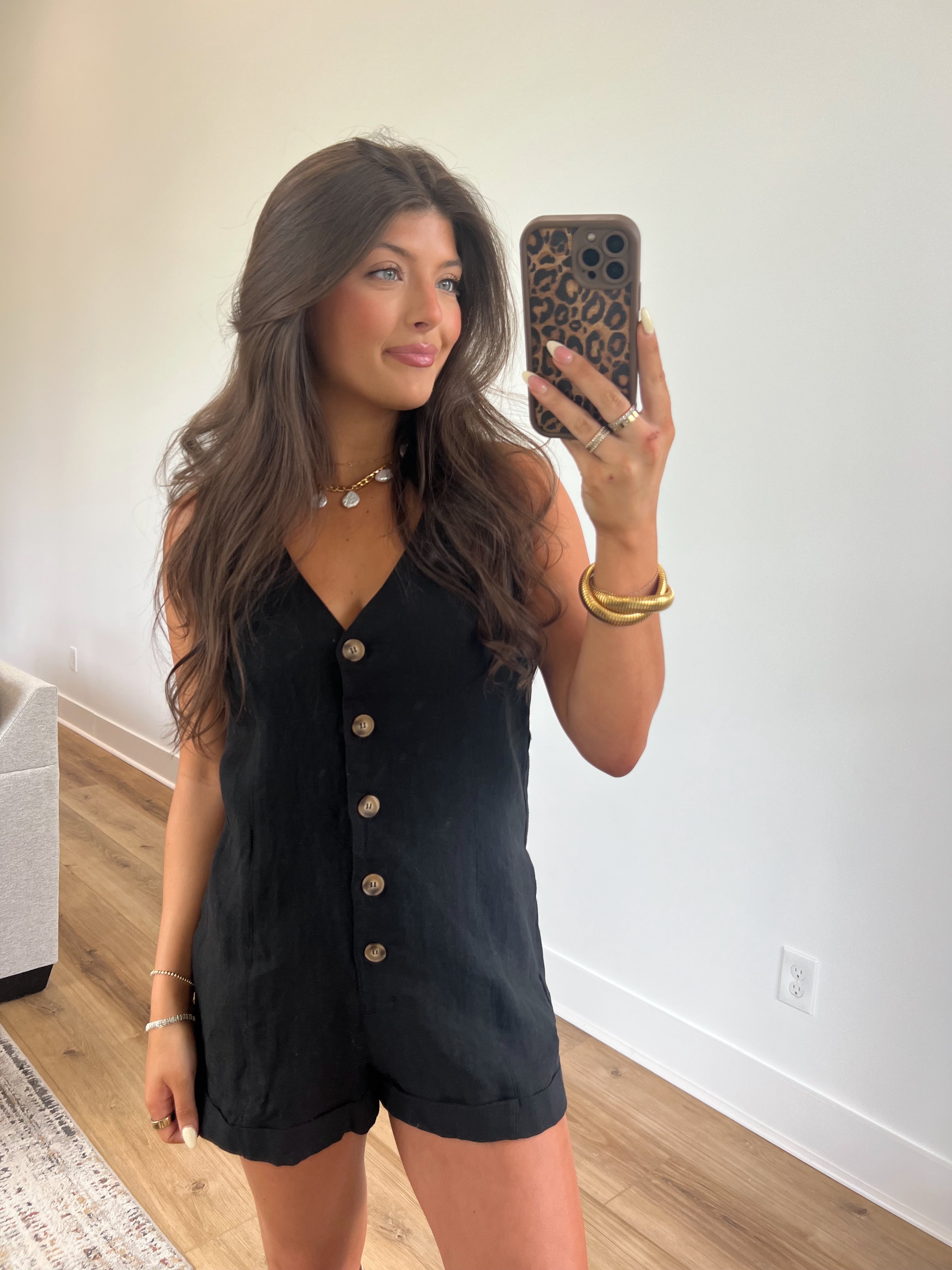 Elle Linen Romper (Black)