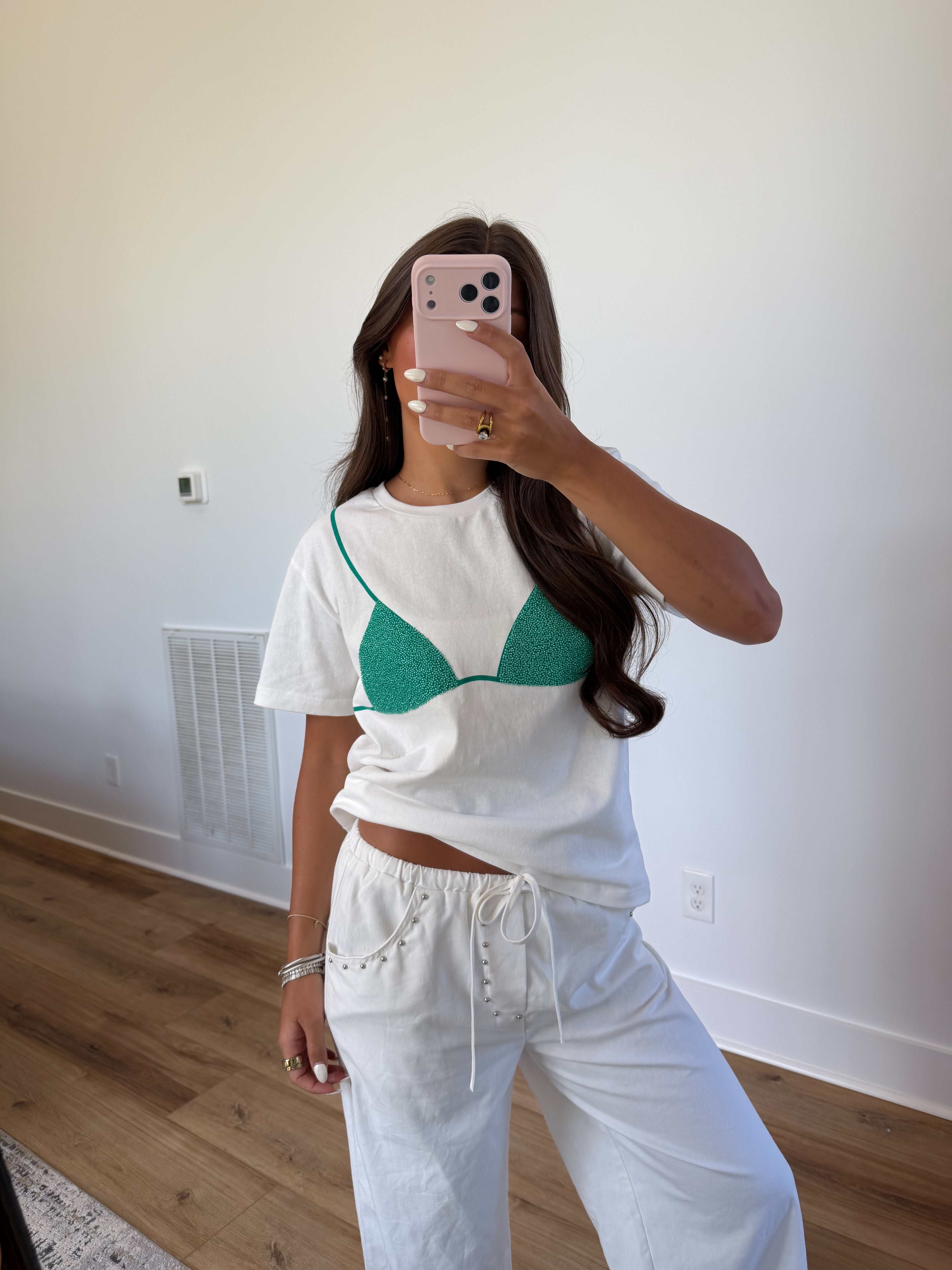 Beaded Bikini Tee (Green)