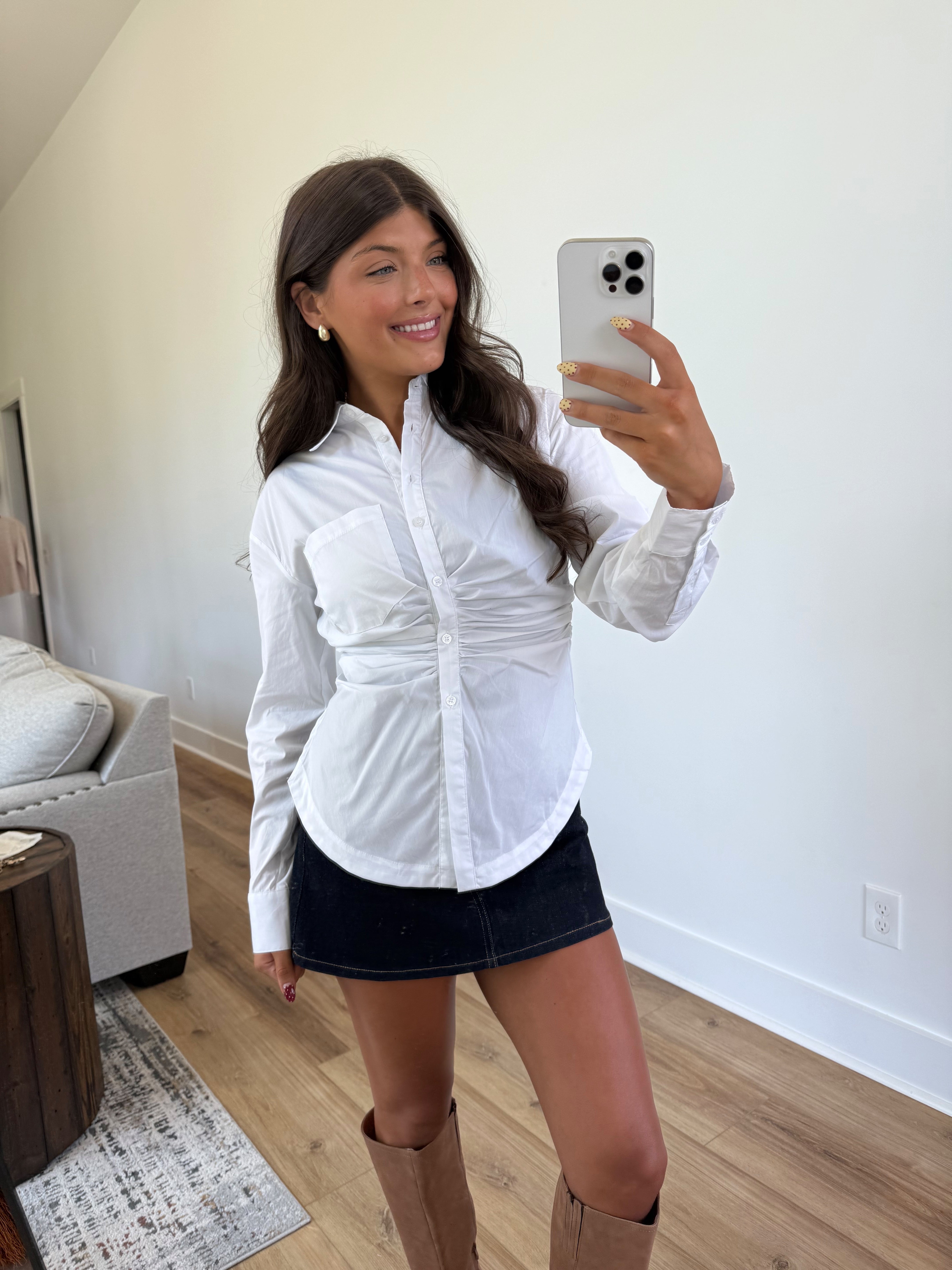 Olivia Button Up (White)